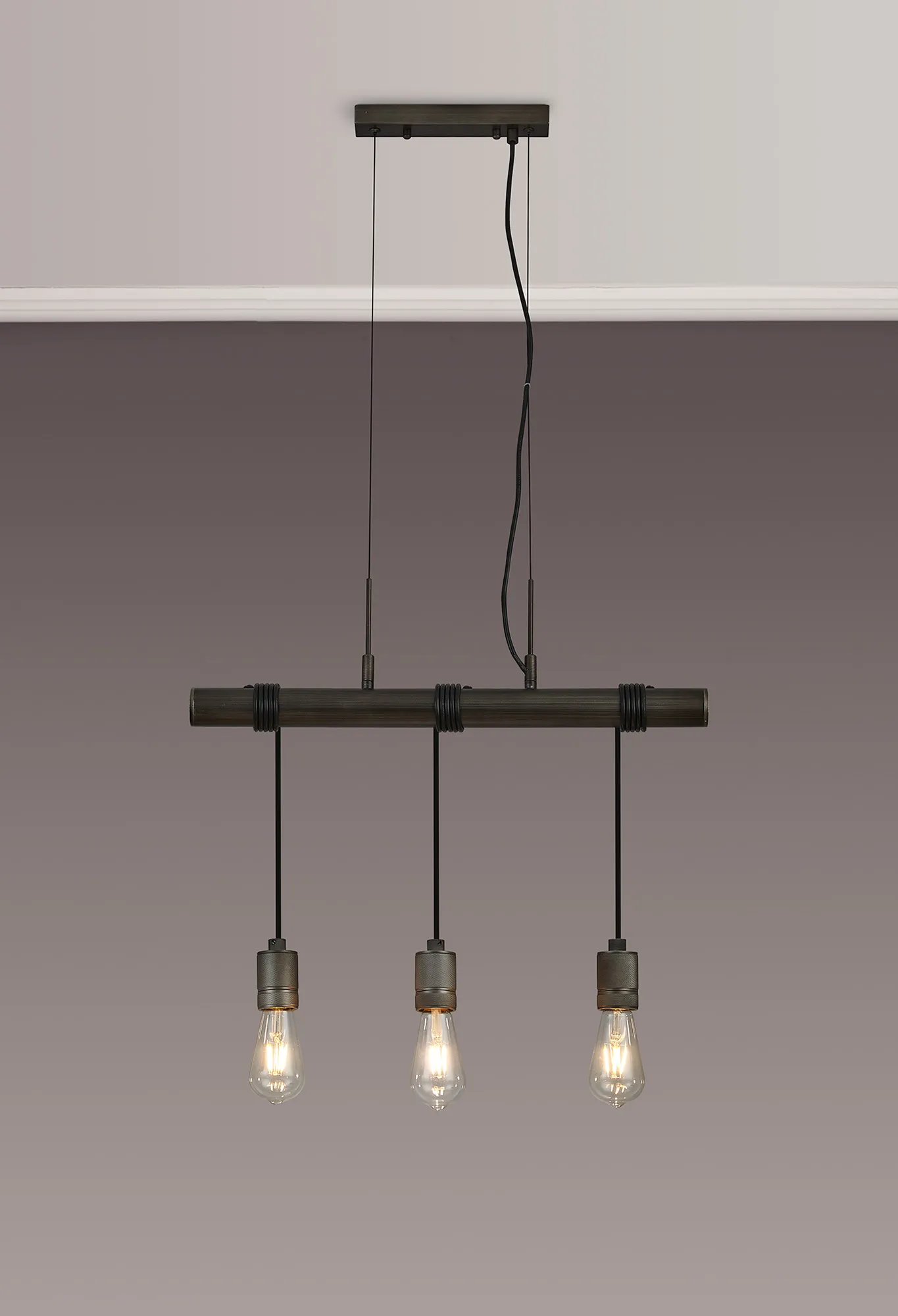 Kyoto 3/4/6/10Lt  Linear Pendant (FRAME ONLY)- Painted Matt Bronze/ Pewter Finishes - Image 15
