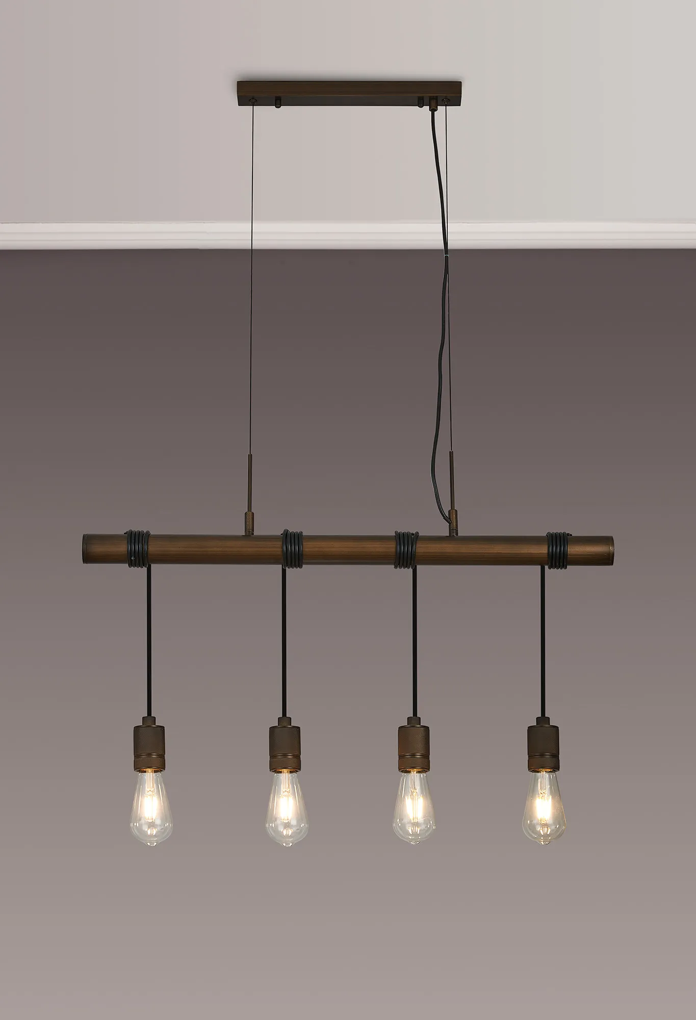 Kyoto 3/4/6/10Lt  Linear Pendant (FRAME ONLY)- Painted Matt Bronze/ Pewter Finishes - Image 17