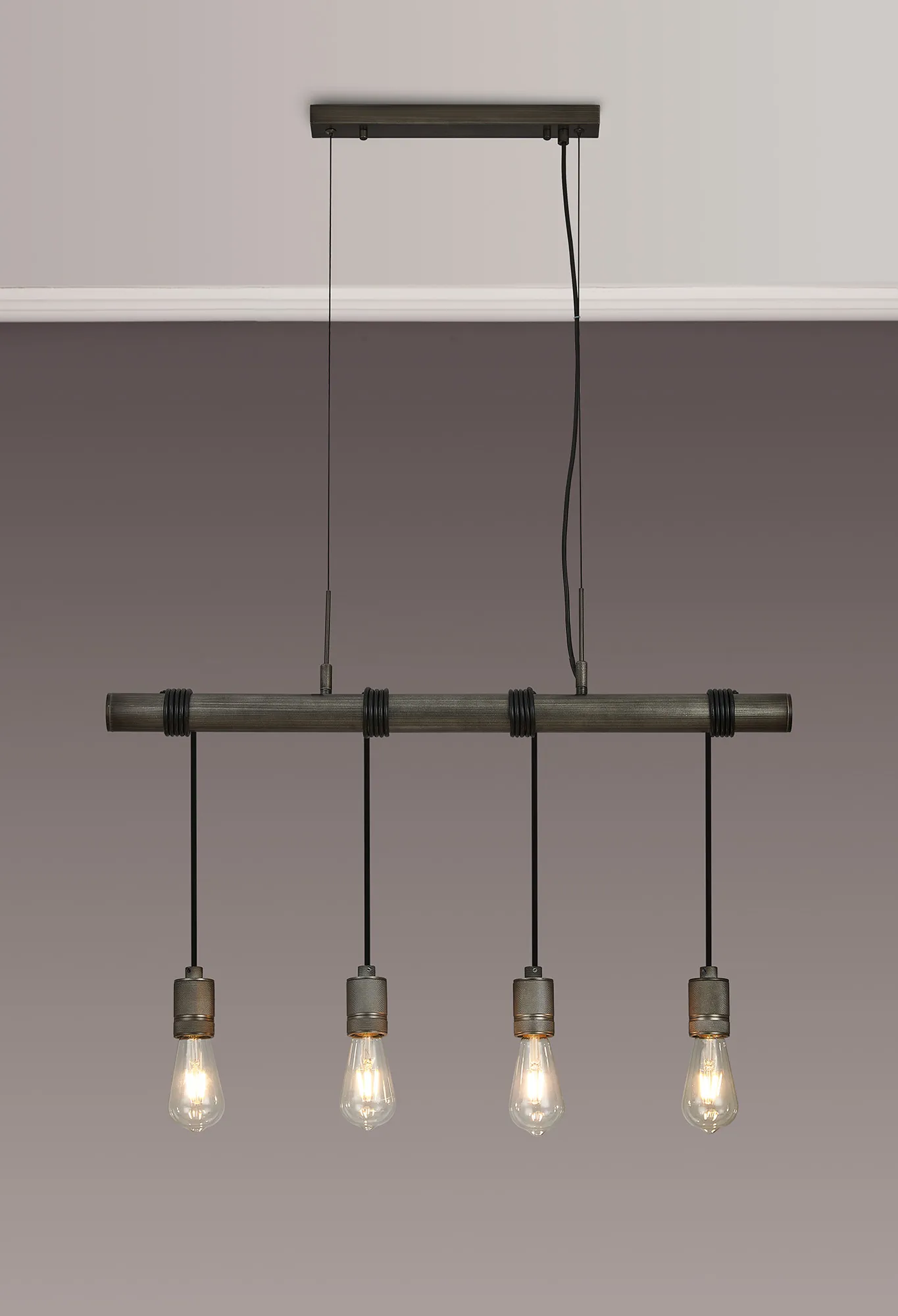 Kyoto 3/4/6/10Lt  Linear Pendant (FRAME ONLY)- Painted Matt Bronze/ Pewter Finishes - Image 18