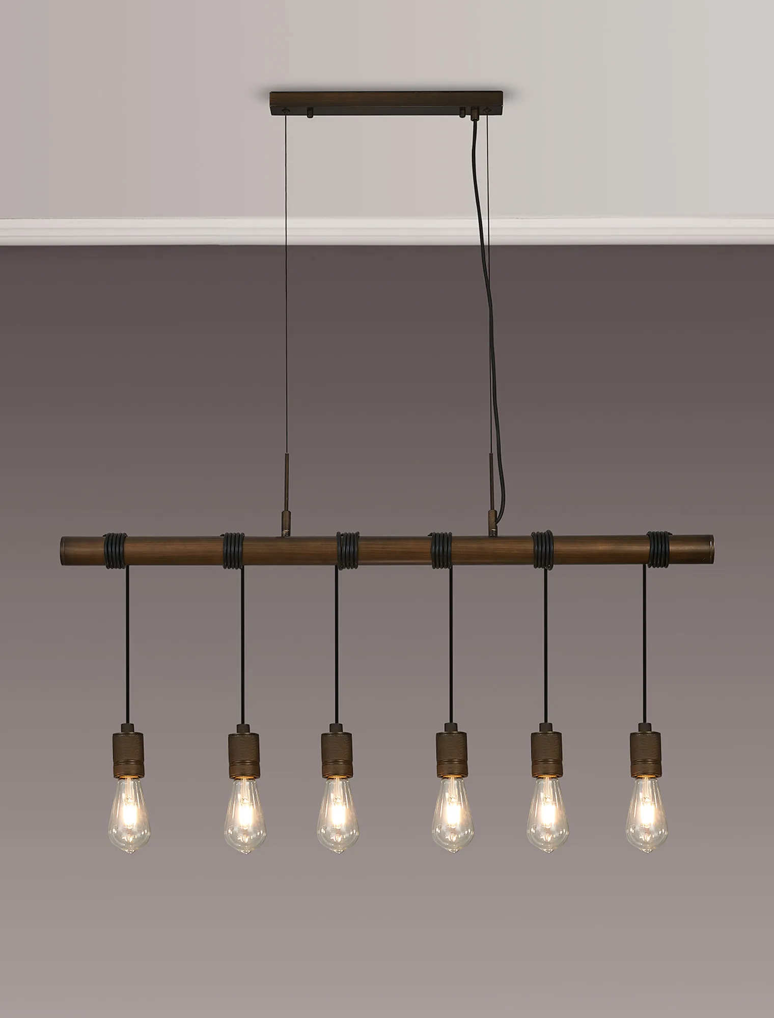 Kyoto 3/4/6/10Lt  Linear Pendant (FRAME ONLY)- Painted Matt Bronze/ Pewter Finishes - Image 19