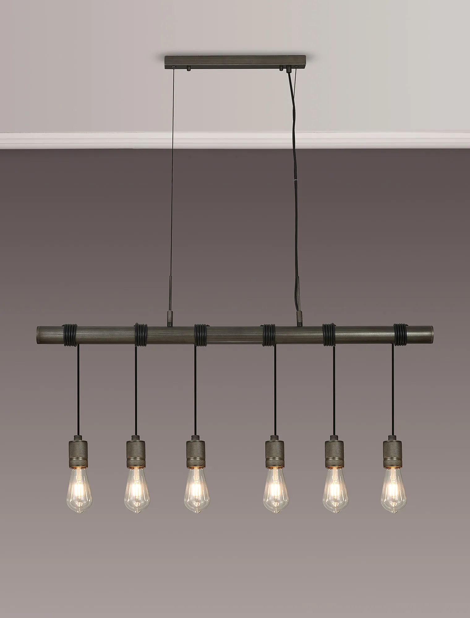 Kyoto 3/4/6/10Lt  Linear Pendant (FRAME ONLY)- Painted Matt Bronze/ Pewter Finishes - Image 24