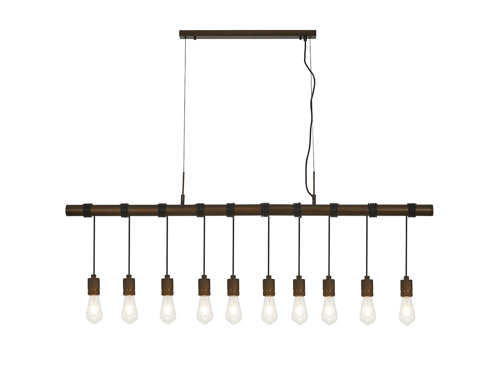 Kyoto 3/4/6/10Lt  Linear Pendant (FRAME ONLY)- Painted Matt Bronze/ Pewter Finishes - Image 5