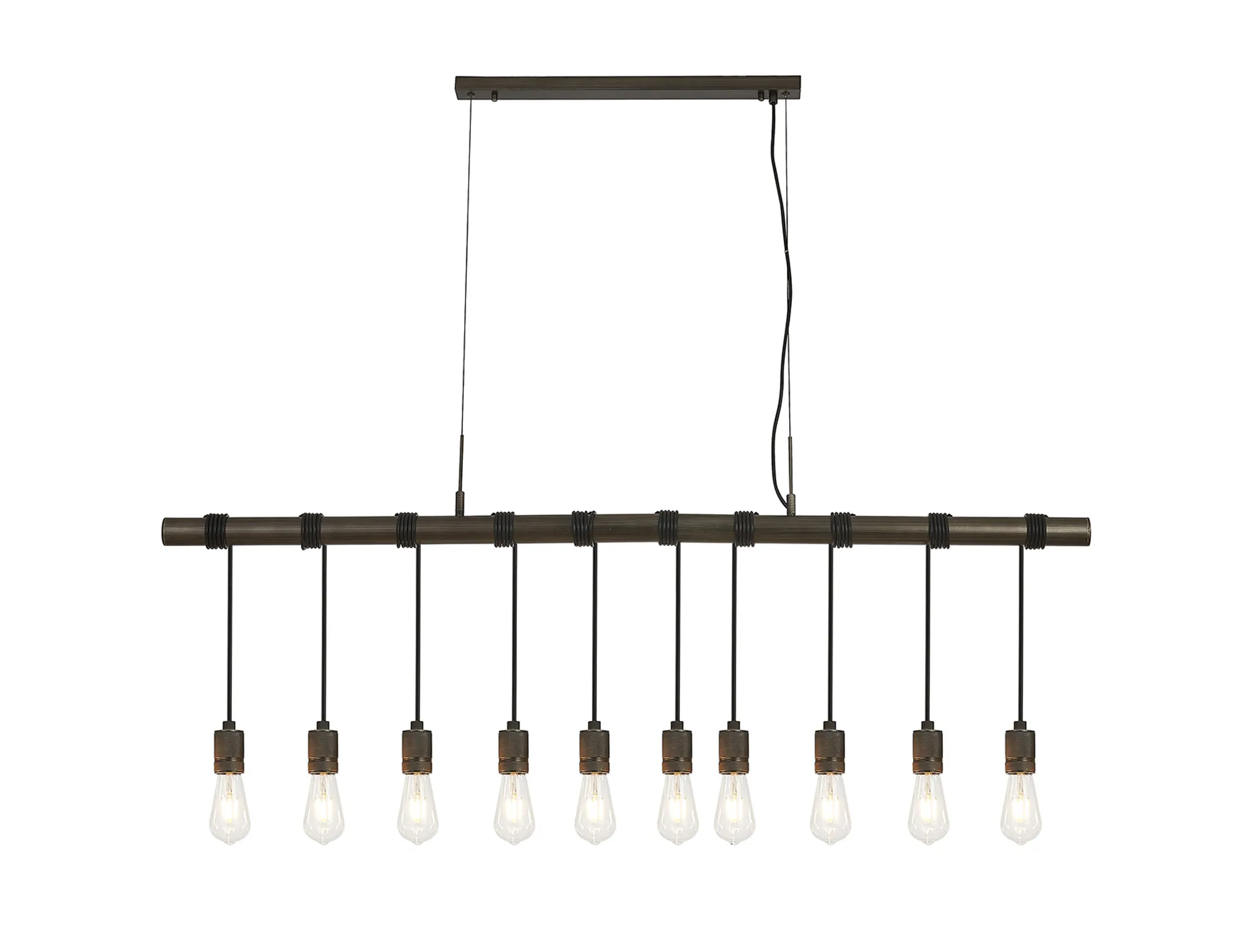 Kyoto 3/4/6/10Lt  Linear Pendant (FRAME ONLY)- Painted Matt Bronze/ Pewter Finishes - Image 8