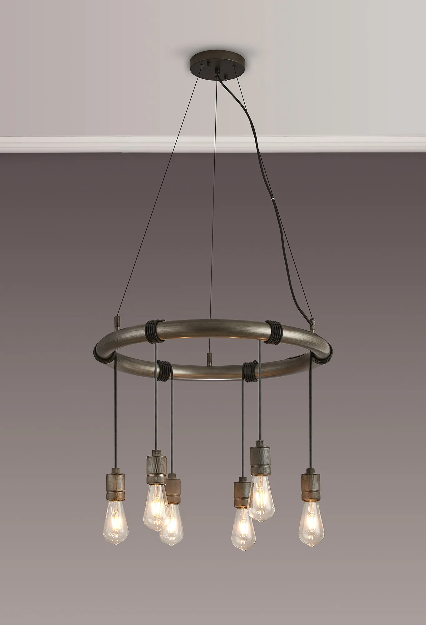 Kyoto 6/8/9/12Lt Ring/ Square Pendant (FRAME ONLY)- Painted Matt Bronze/ Pewter Finishes - Image 12
