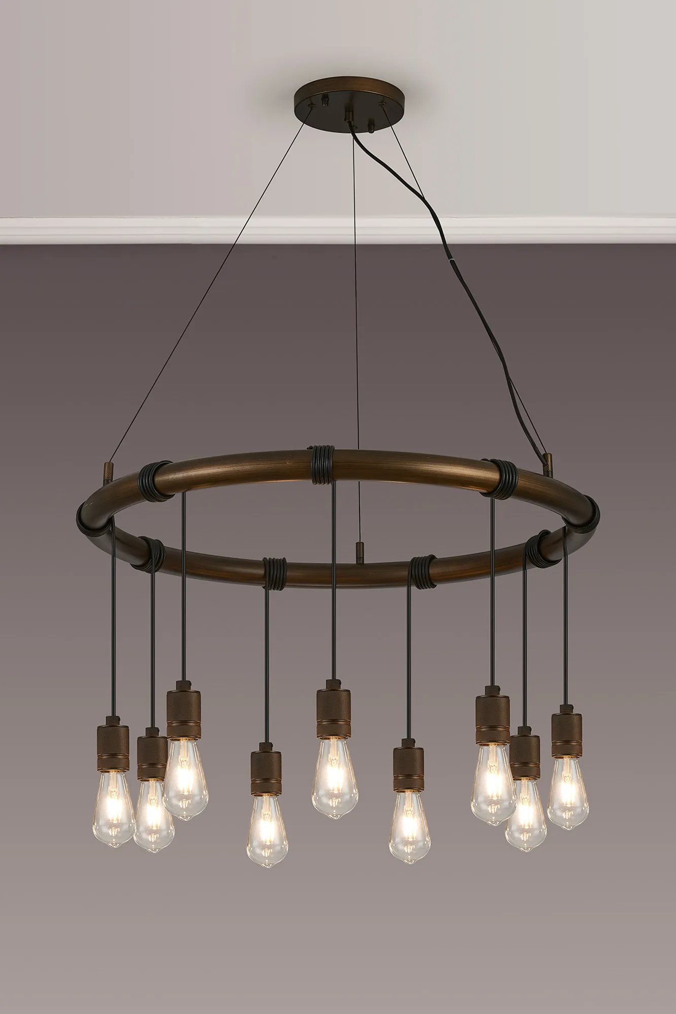 Kyoto 6/8/9/12Lt Ring/ Square Pendant (FRAME ONLY)- Painted Matt Bronze/ Pewter Finishes - Image 15