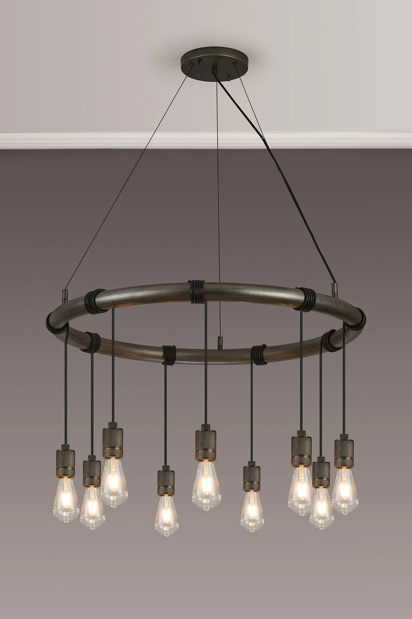 Kyoto 6/8/9/12Lt Ring/ Square Pendant (FRAME ONLY)- Painted Matt Bronze/ Pewter Finishes - Image 17