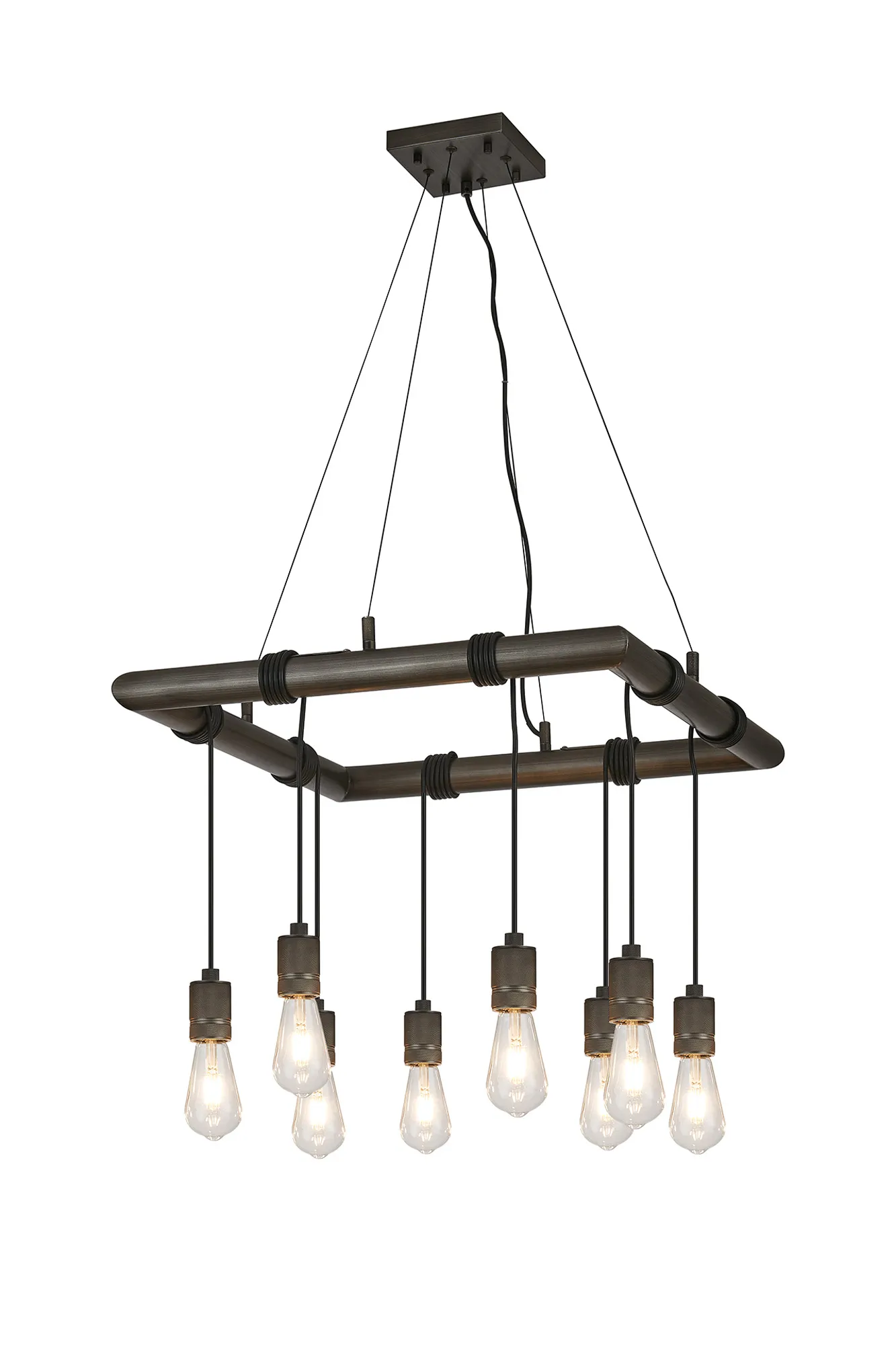 Kyoto 6/8/9/12Lt Ring/ Square Pendant (FRAME ONLY)- Painted Matt Bronze/ Pewter Finishes - Image 2