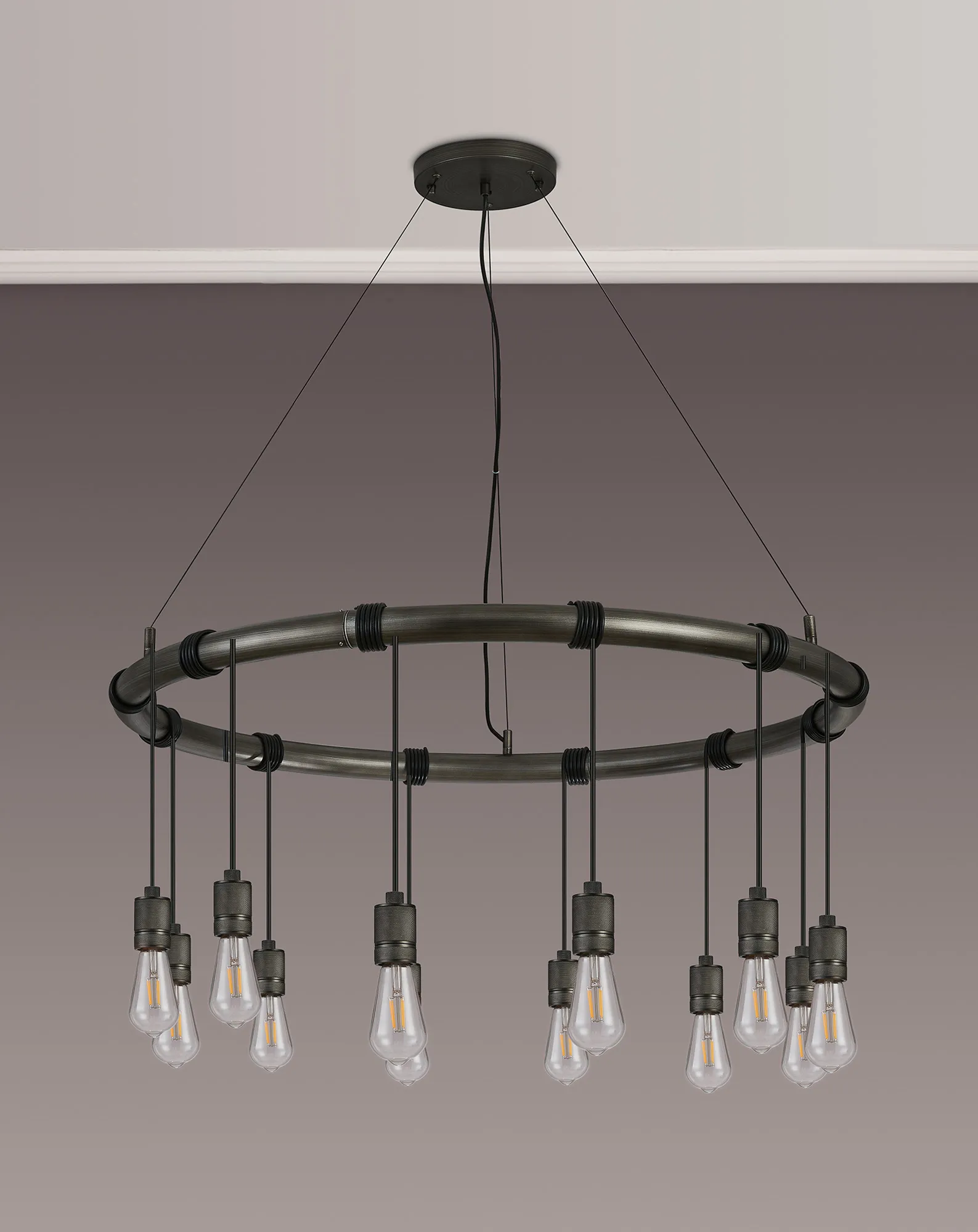 Kyoto 6/8/9/12Lt Ring/ Square Pendant (FRAME ONLY)- Painted Matt Bronze/ Pewter Finishes - Image 22