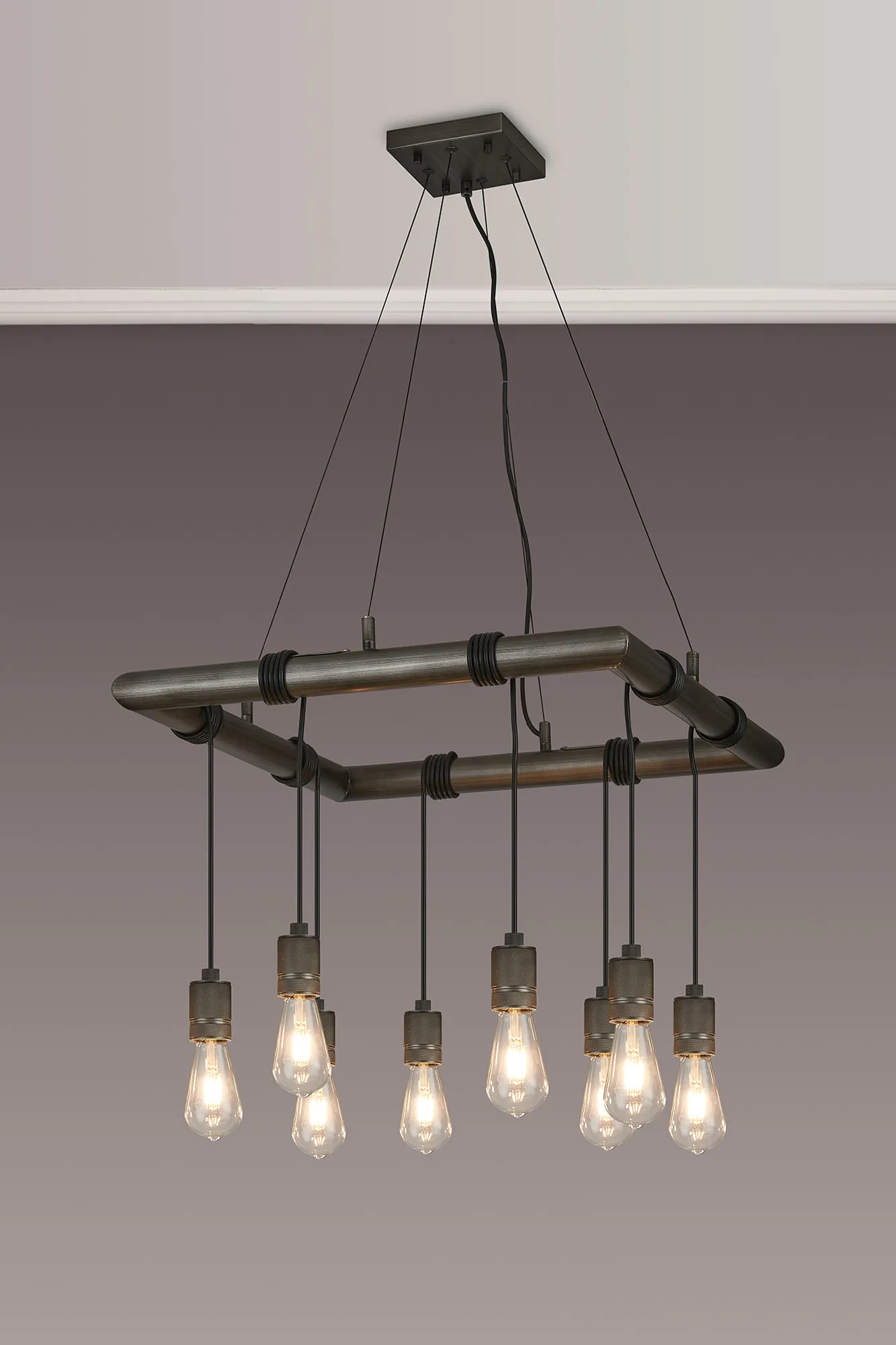 Kyoto 6/8/9/12Lt Ring/ Square Pendant (FRAME ONLY)- Painted Matt Bronze/ Pewter Finishes - Image 30
