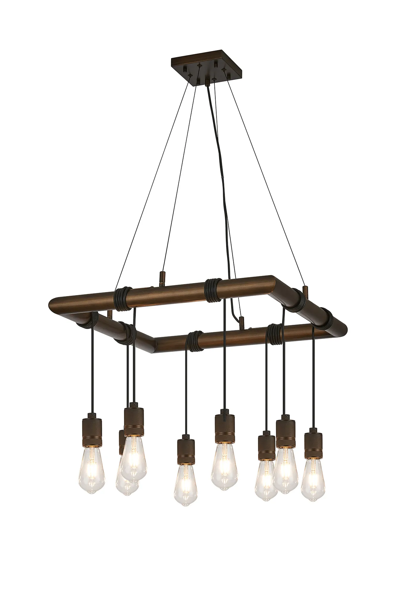 Kyoto 6/8/9/12Lt Ring/ Square Pendant (FRAME ONLY)- Painted Matt Bronze/ Pewter Finishes - Image 6