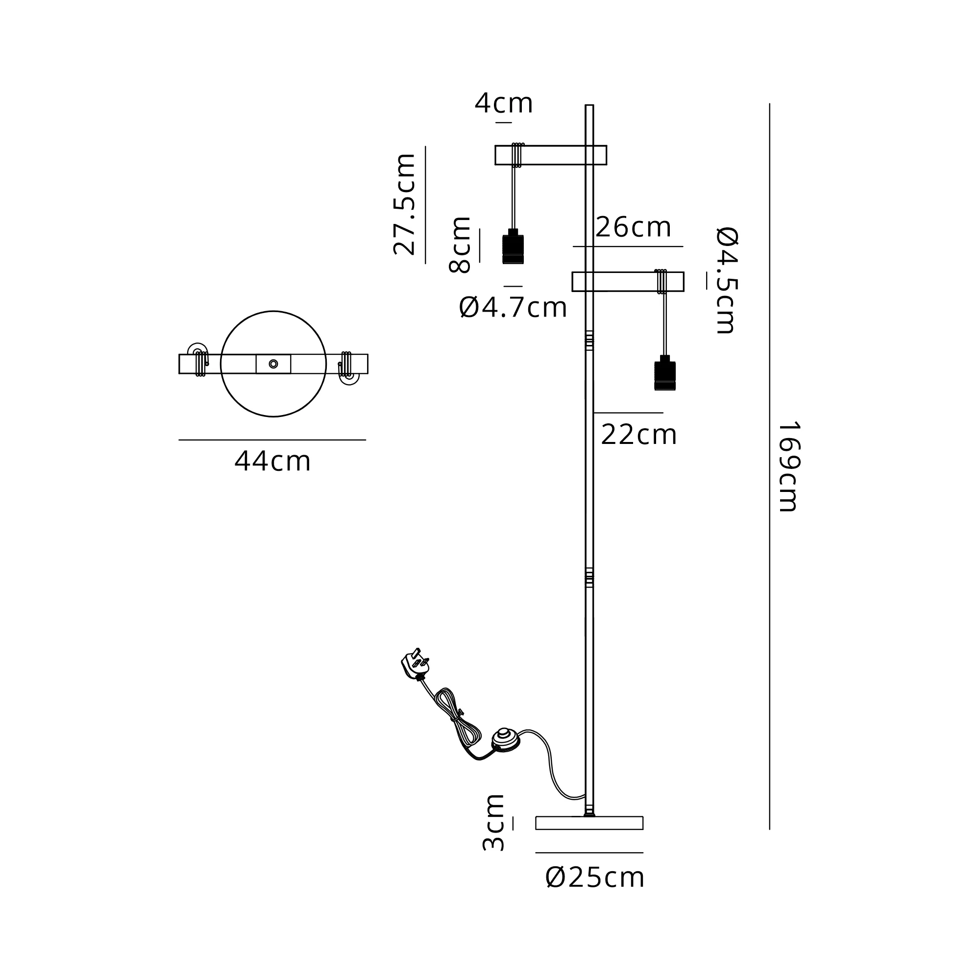 Kyoto Floor Lamp, 2 x E27- Painted Matt Bronze/ Pewter Finishes - Image 3