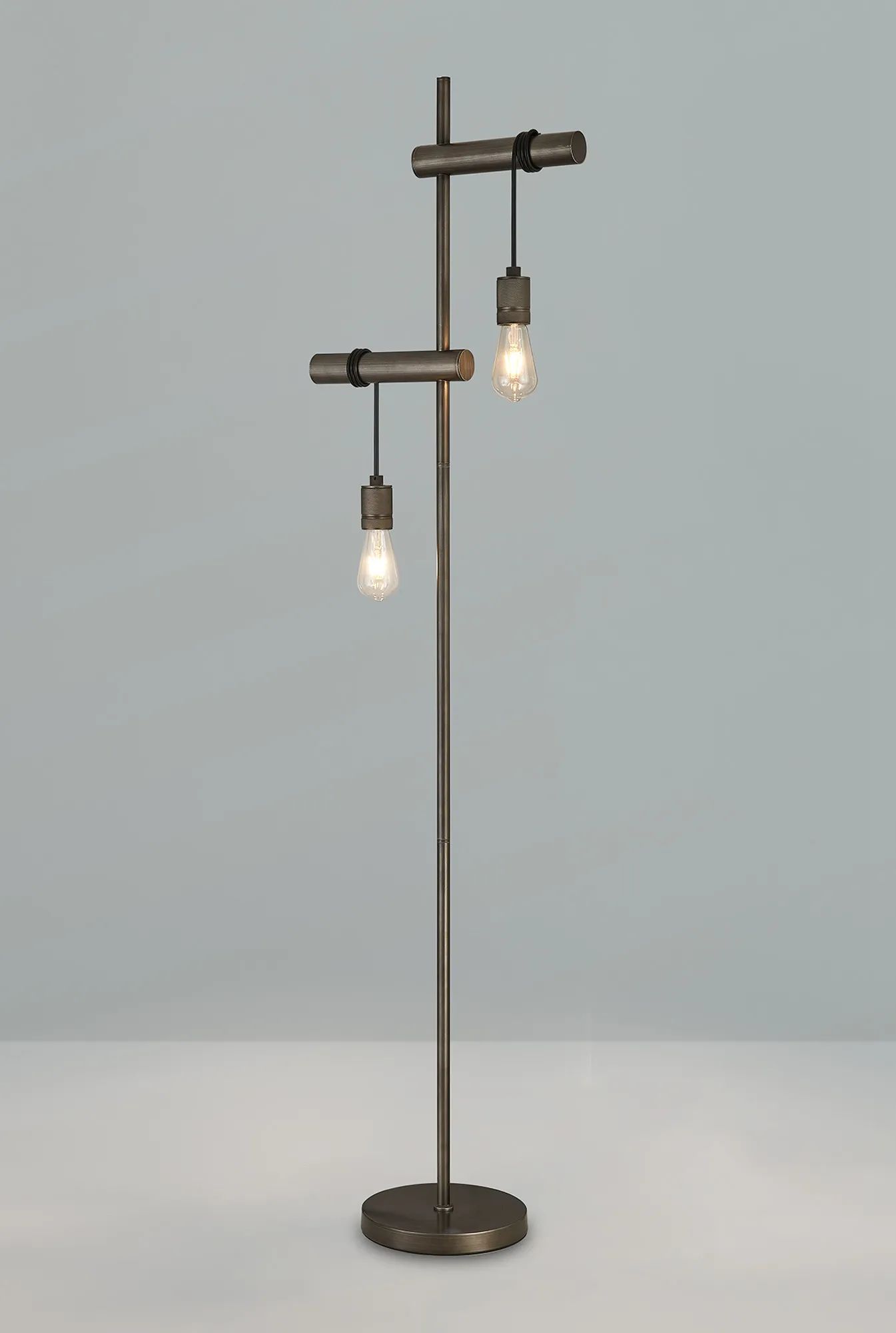 Kyoto Floor Lamp, 2 x E27- Painted Matt Bronze/ Pewter Finishes - Image 6