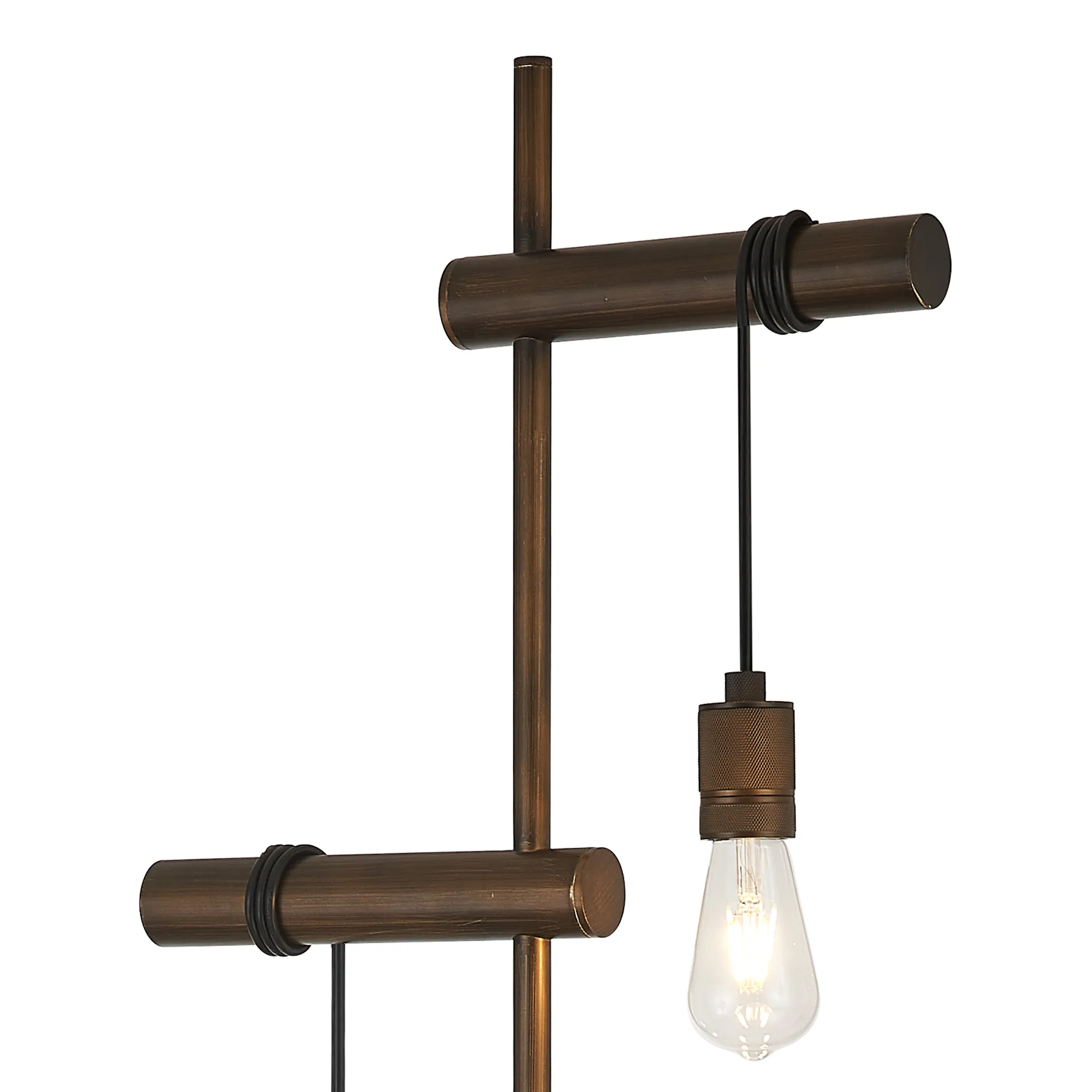 Kyoto Floor Lamp, 2 x E27- Painted Matt Bronze/ Pewter Finishes - Image 7