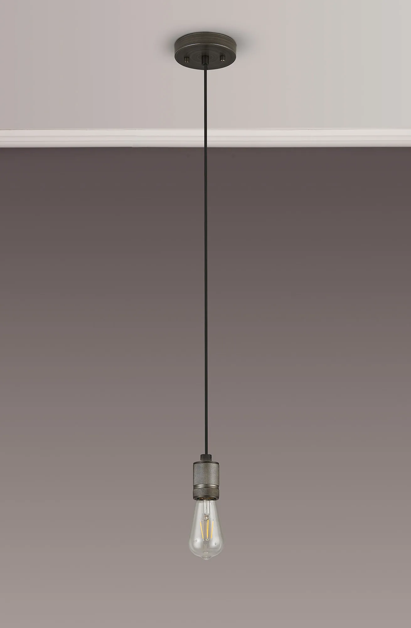Kyoto Single Pendant (FRAME ONLY), 1 x E27- Painted Matt Bronze/ Pewter Finishes - Image 5