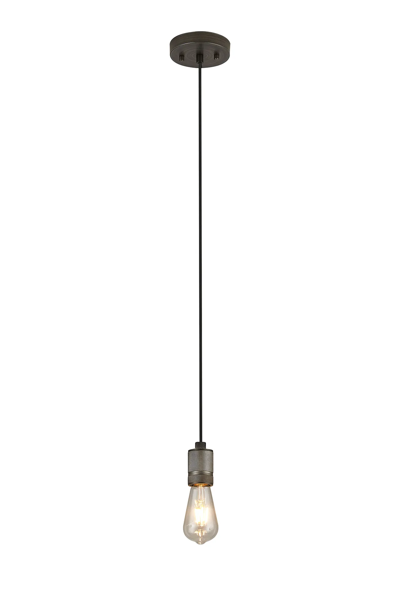 Kyoto Single Pendant (FRAME ONLY), 1 x E27- Painted Matt Bronze/ Pewter Finishes - Image 6