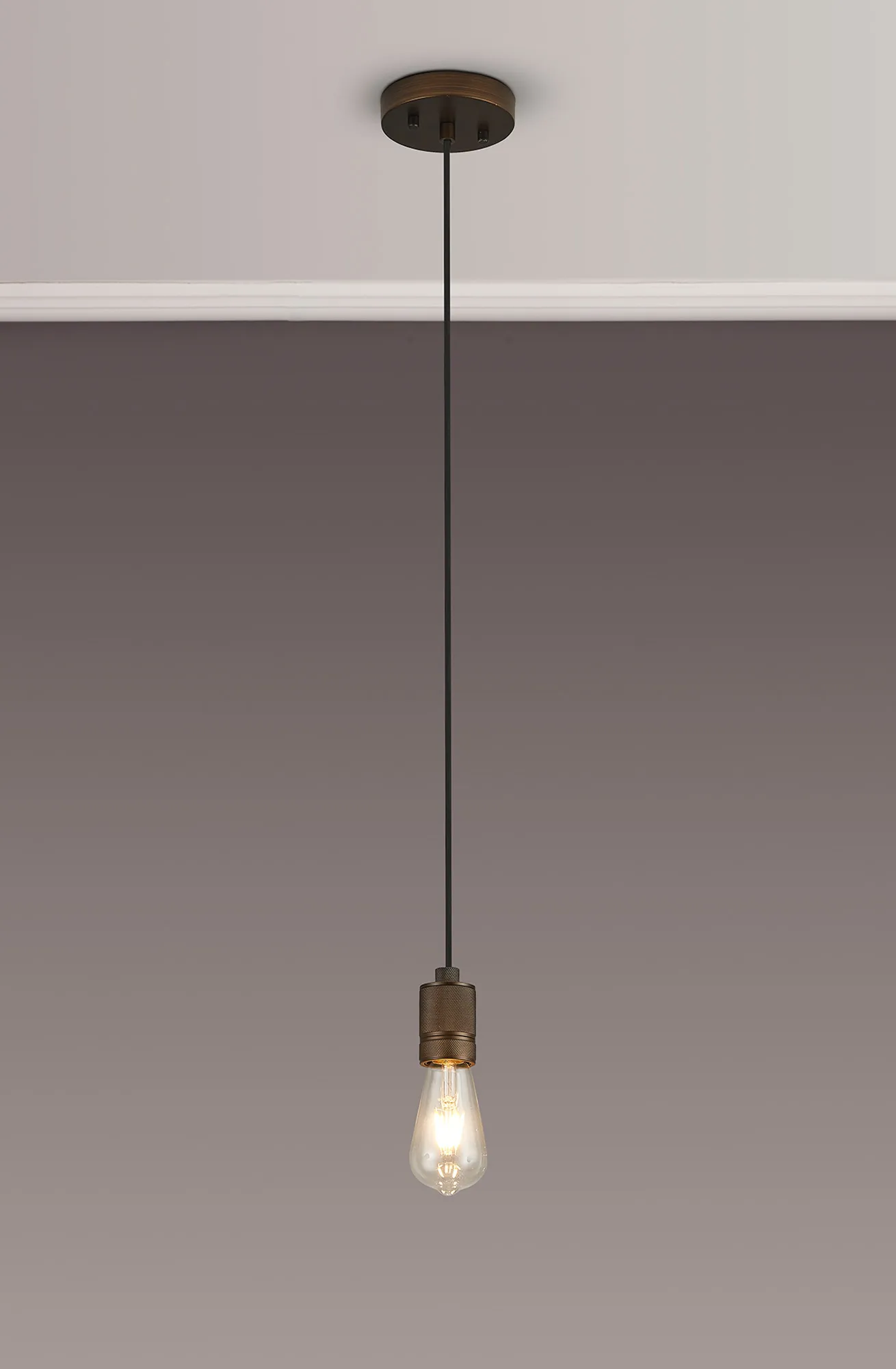 Kyoto Single Pendant (FRAME ONLY), 1 x E27- Painted Matt Bronze/ Pewter Finishes - Image 8