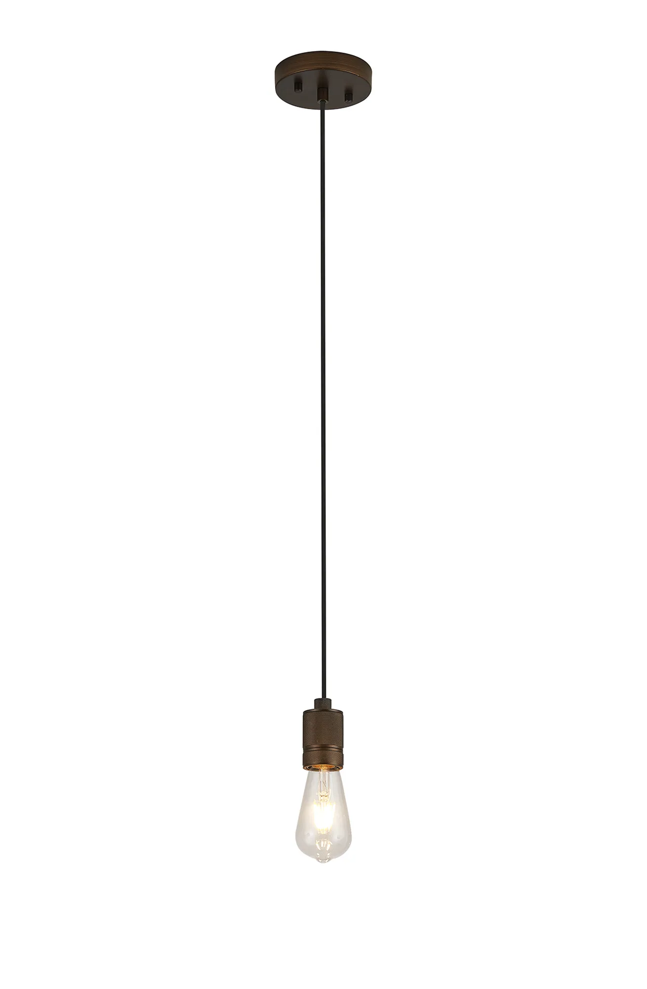 Kyoto Single Pendant (FRAME ONLY), 1 x E27- Painted Matt Bronze/ Pewter Finishes - Image 9
