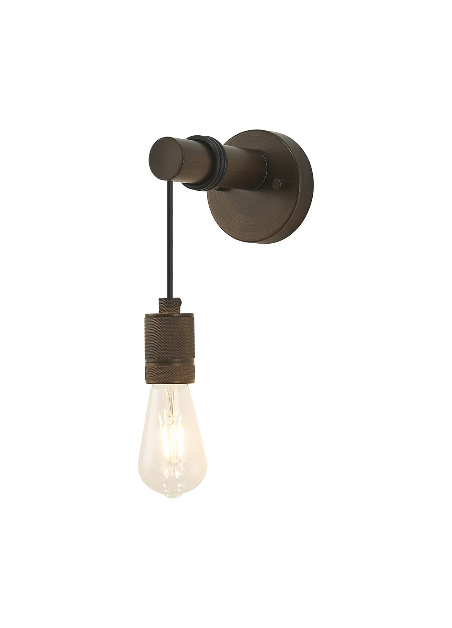 Kyoto Wall Light, Without Shade, 1 x E27- Painted Matt Bronze/ Pewter Finishes - Image 2
