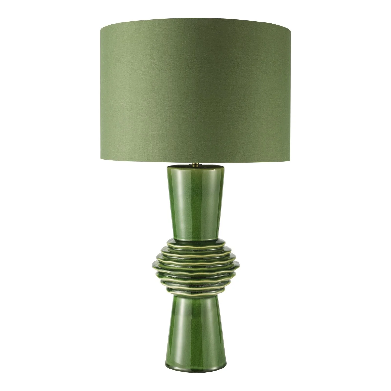 Lagle Table Lamp- Green and Antique Brass With Shade - Image 2