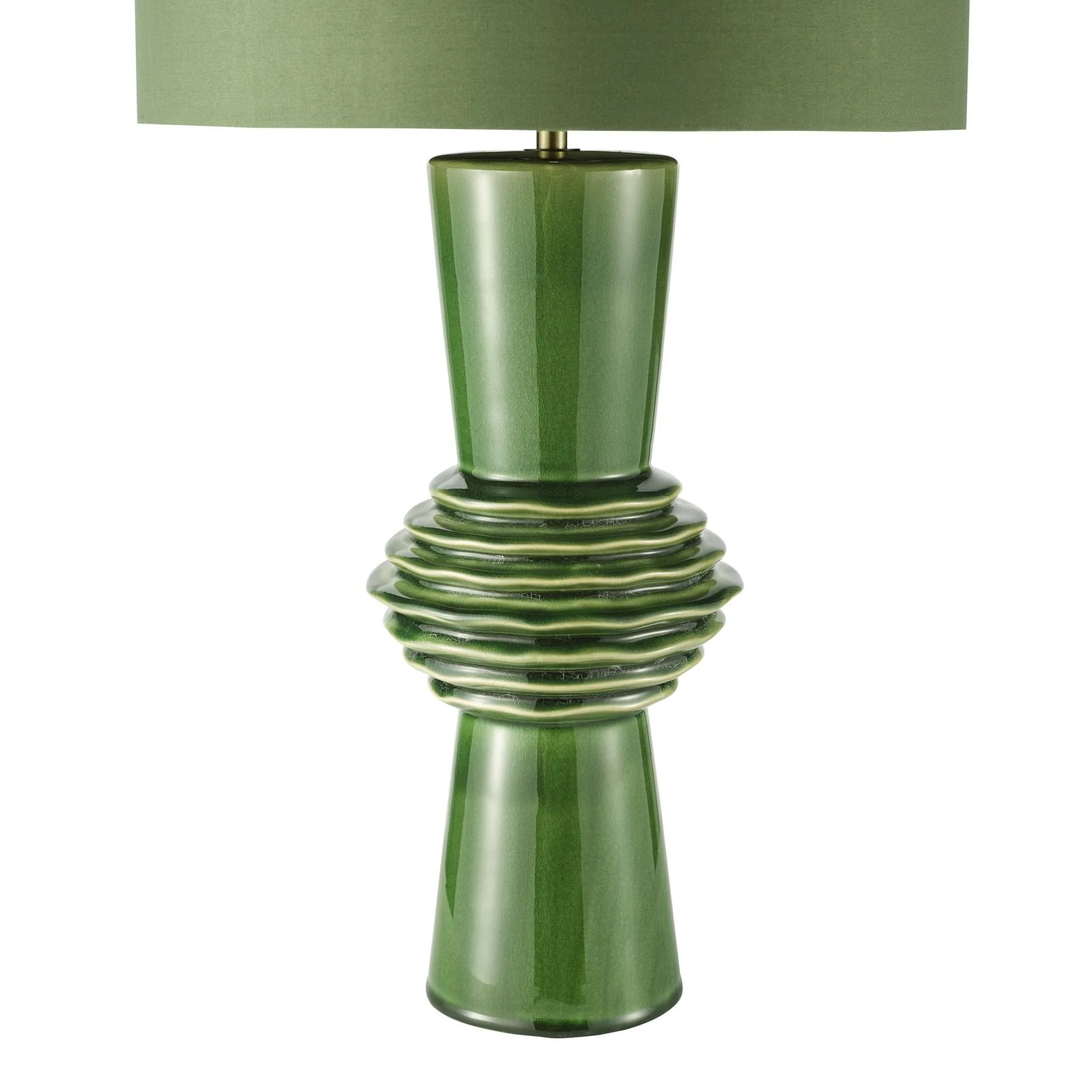 Lagle Table Lamp- Green and Antique Brass With Shade - Image 4