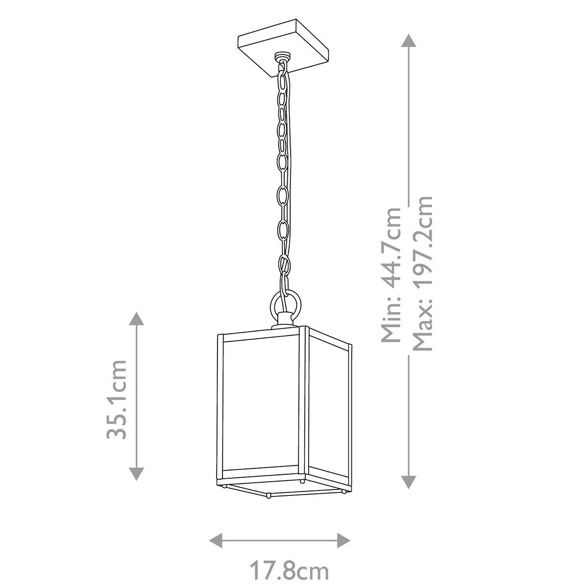 Lahden 1 Light Chain Lantern - Weathered Zinc IP44 E27 - Image 6