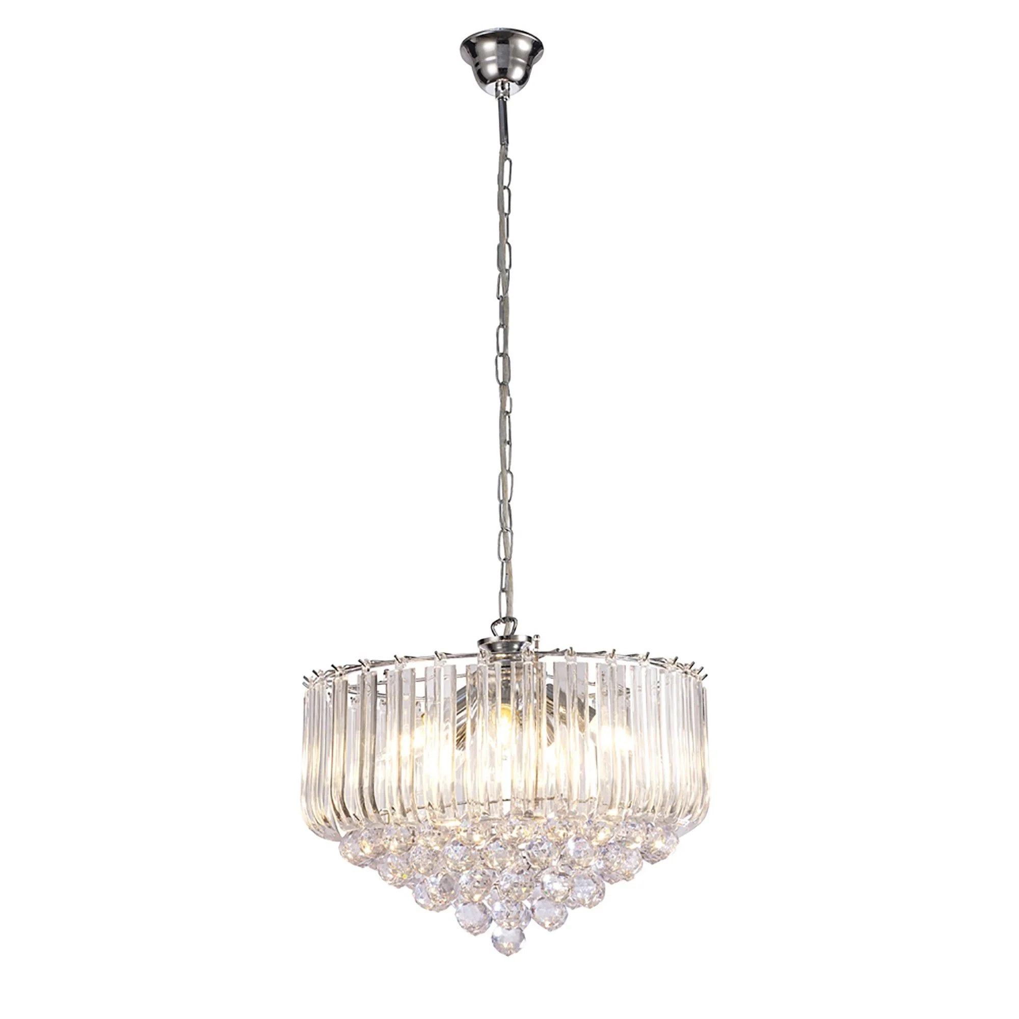 Lana Pendant With Acrylic Spheres, 5 Light E14 Polished Chrome Finish - Image 2
