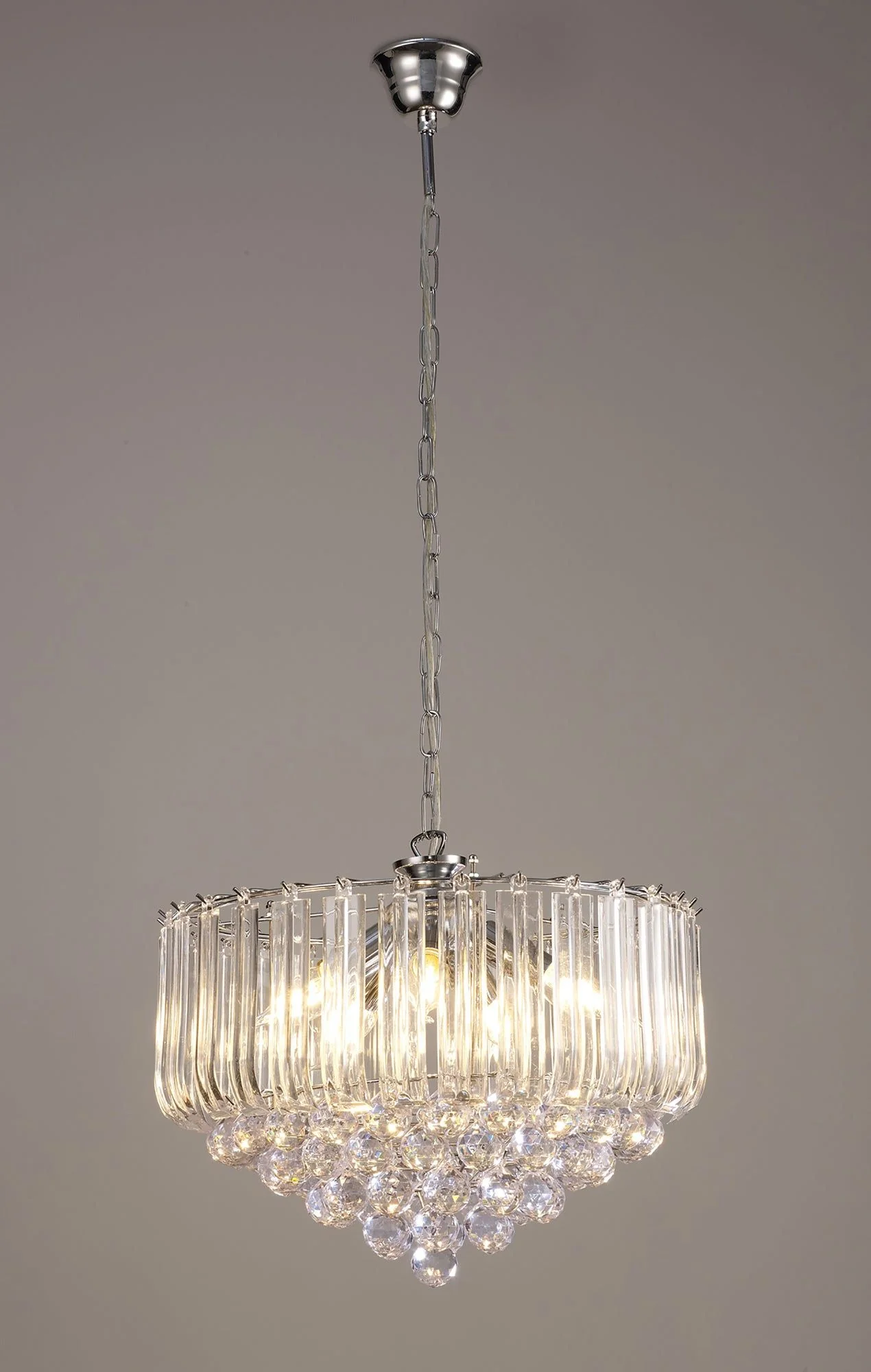 Lana Pendant With Acrylic Spheres, 5 Light E14 Polished Chrome Finish - Image 3