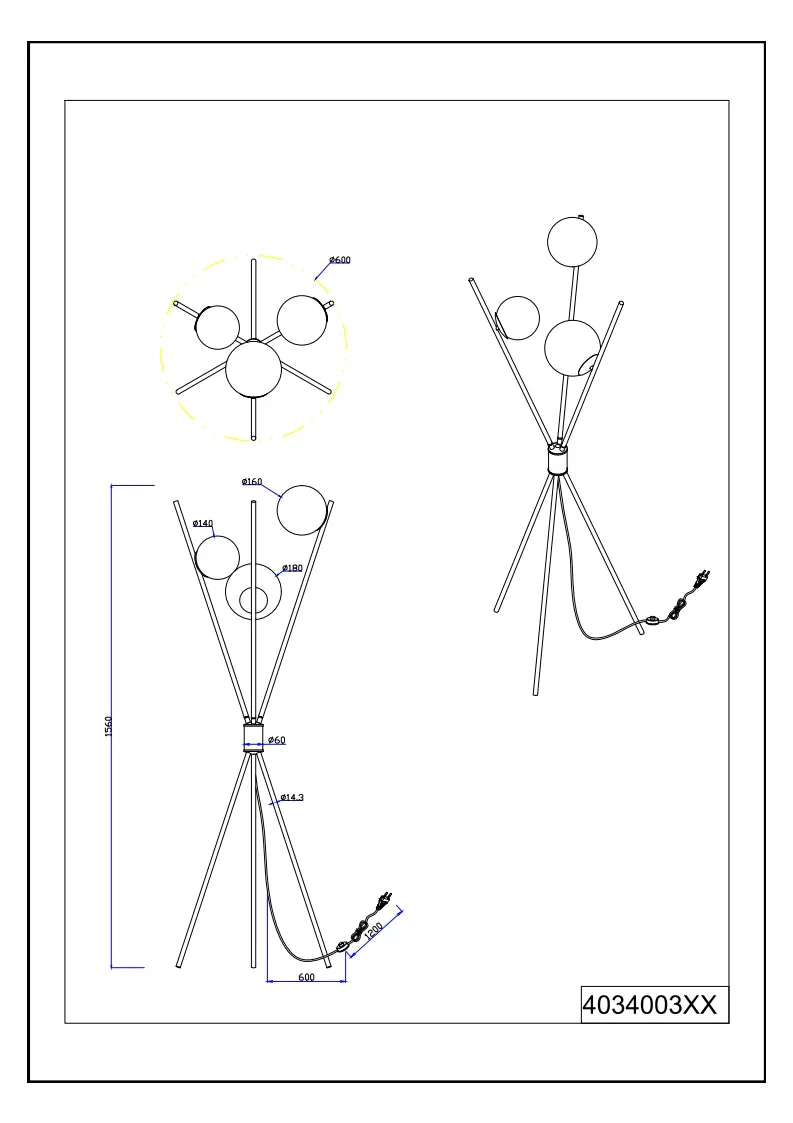 Lance Tripod Floor Lamp - Black - Image 3