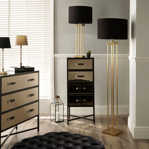 Langston Satin Brass Metal Column Floor Lamp Base - Image 3
