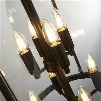 Grande Lantern 8Lt/12LT Ceiling Pendant-  Chrome & Clear/ Black Glass - Image 3