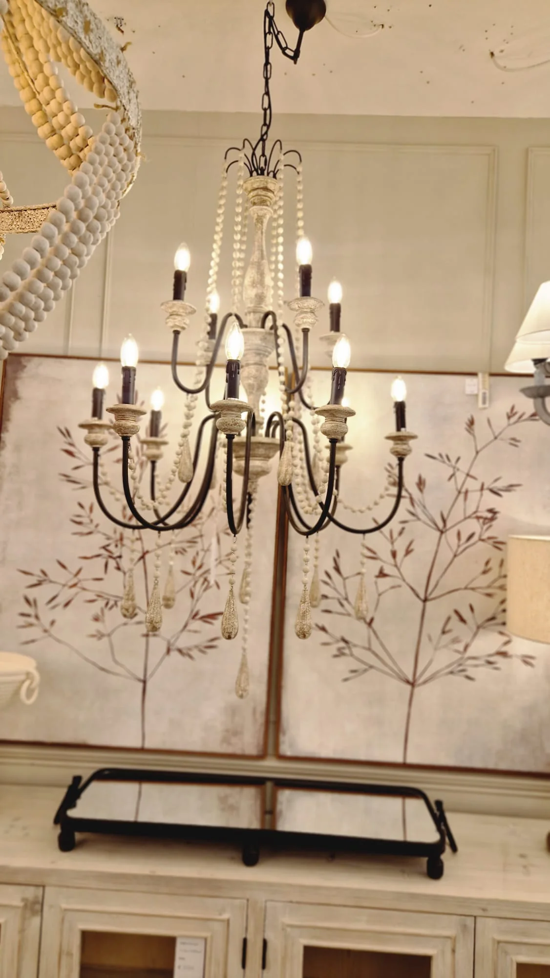 Dority Large 12 Arm Chandelier with Wooden Beads - Image 2
