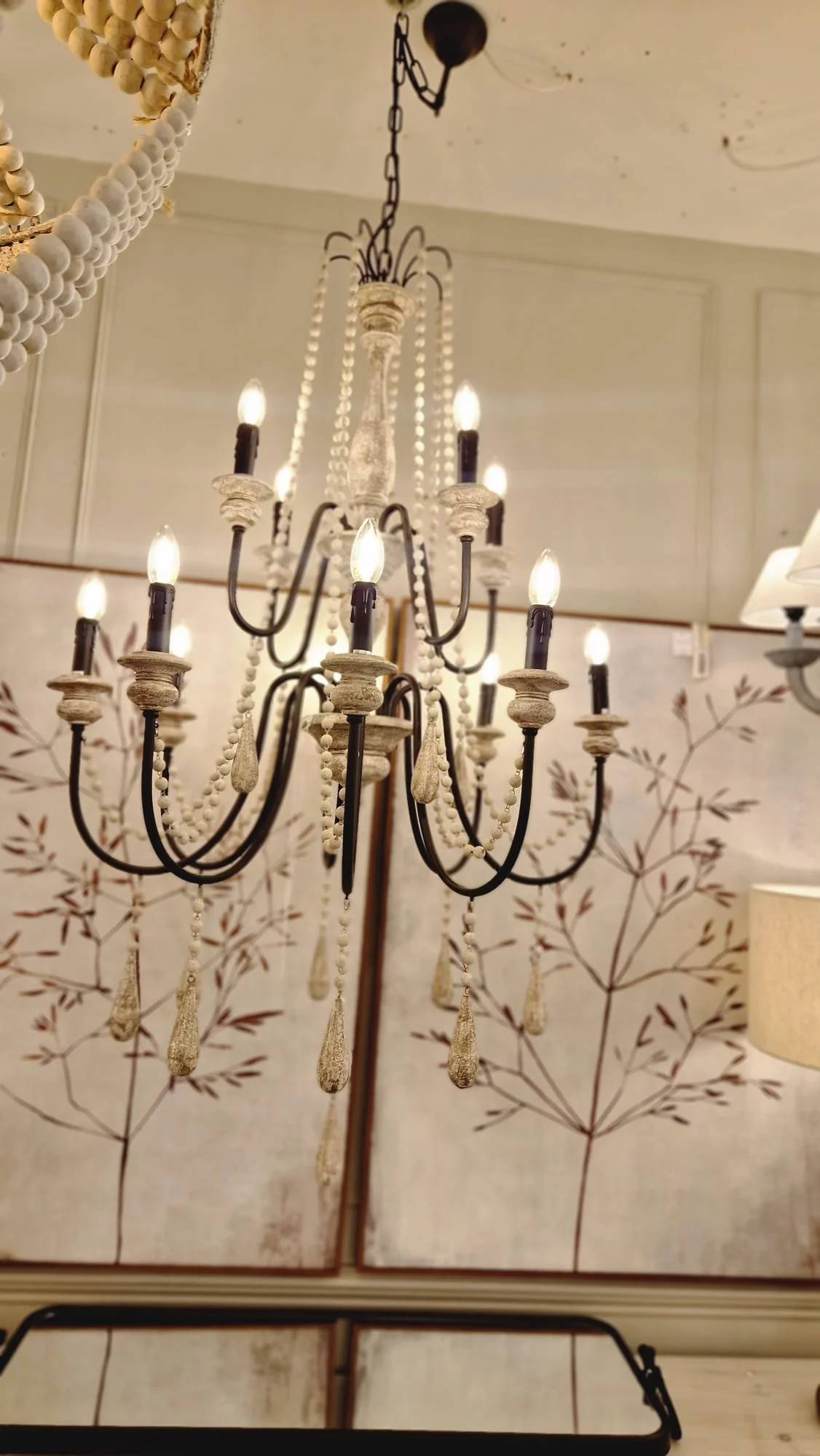 Dority Large 12 Arm Chandelier with Wooden Beads - Image 3