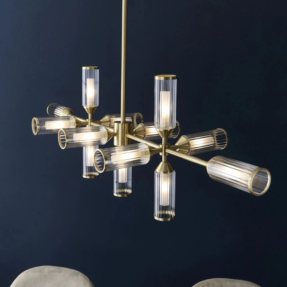Hourglass 13Lt Linear Pendant - Satin Brass - Image 5