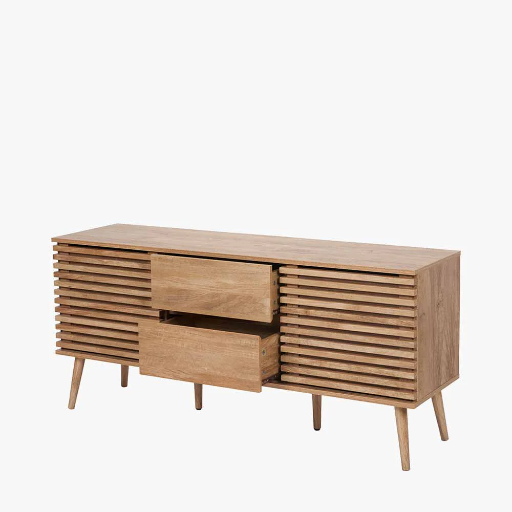 Larvik Natural Eucalyptus Wood 2 Door 2 Drawer Sideboard - Image 4