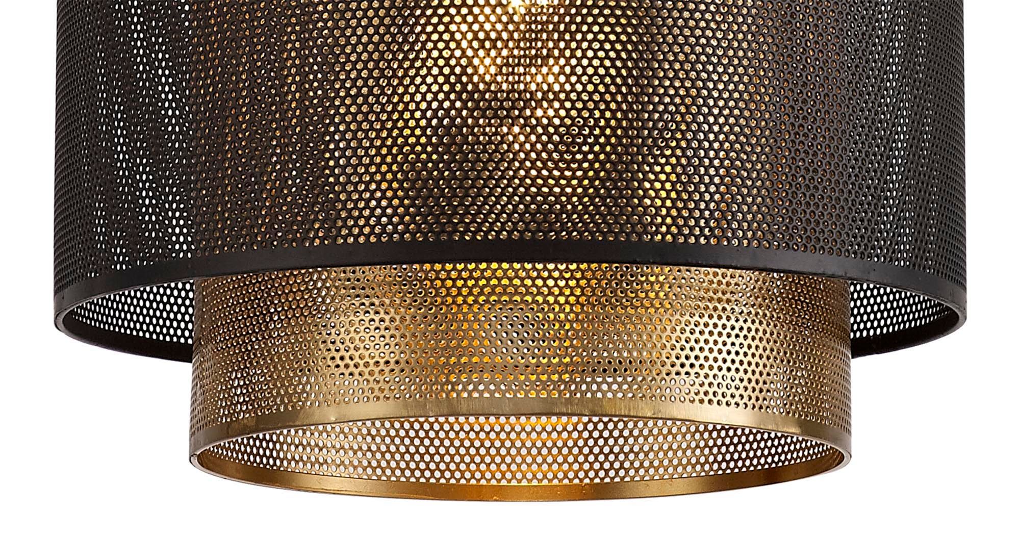 Lasso Single Small/Large Pendant, 1 Light Adjustable E27, Matt Black/Satin Gold - Image 2