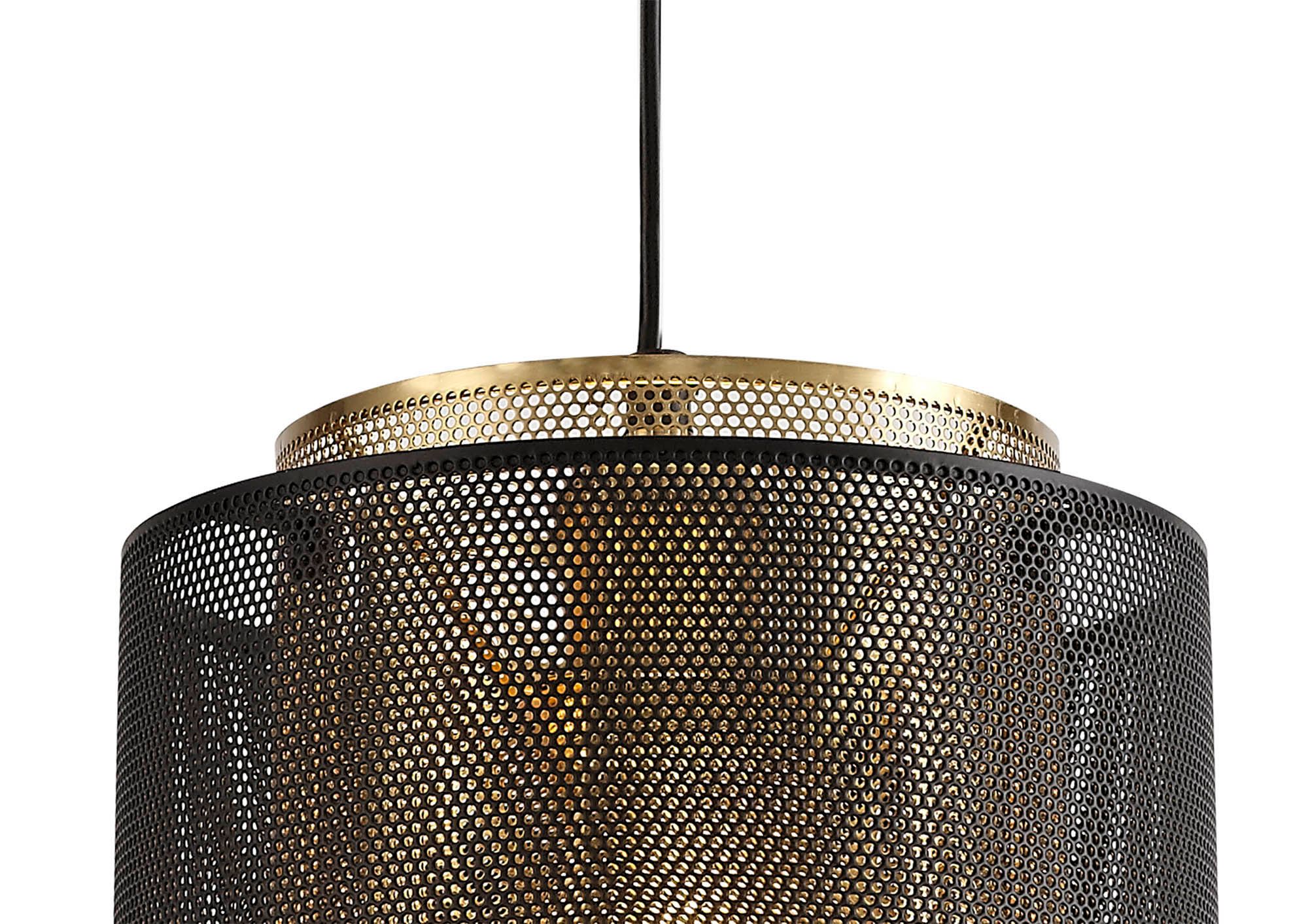 Lasso Single Small/Large Pendant, 1 Light Adjustable E27, Matt Black/Satin Gold - Image 7
