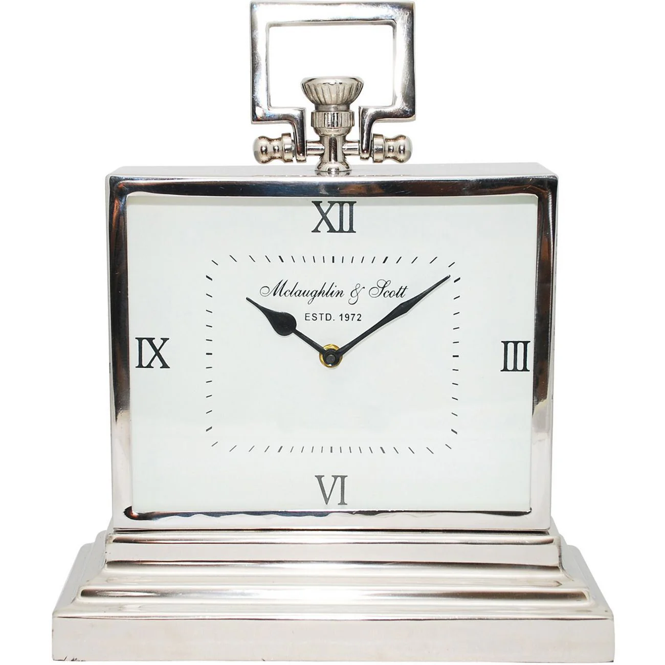 Latham Small/Medium Aluminium Rectangular Clock  - Silver  Nickel Finish - Image 2