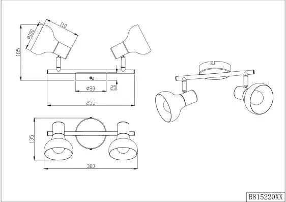 Latika 2/3/4Lt Bar Spotlight - Black/White - Image 7