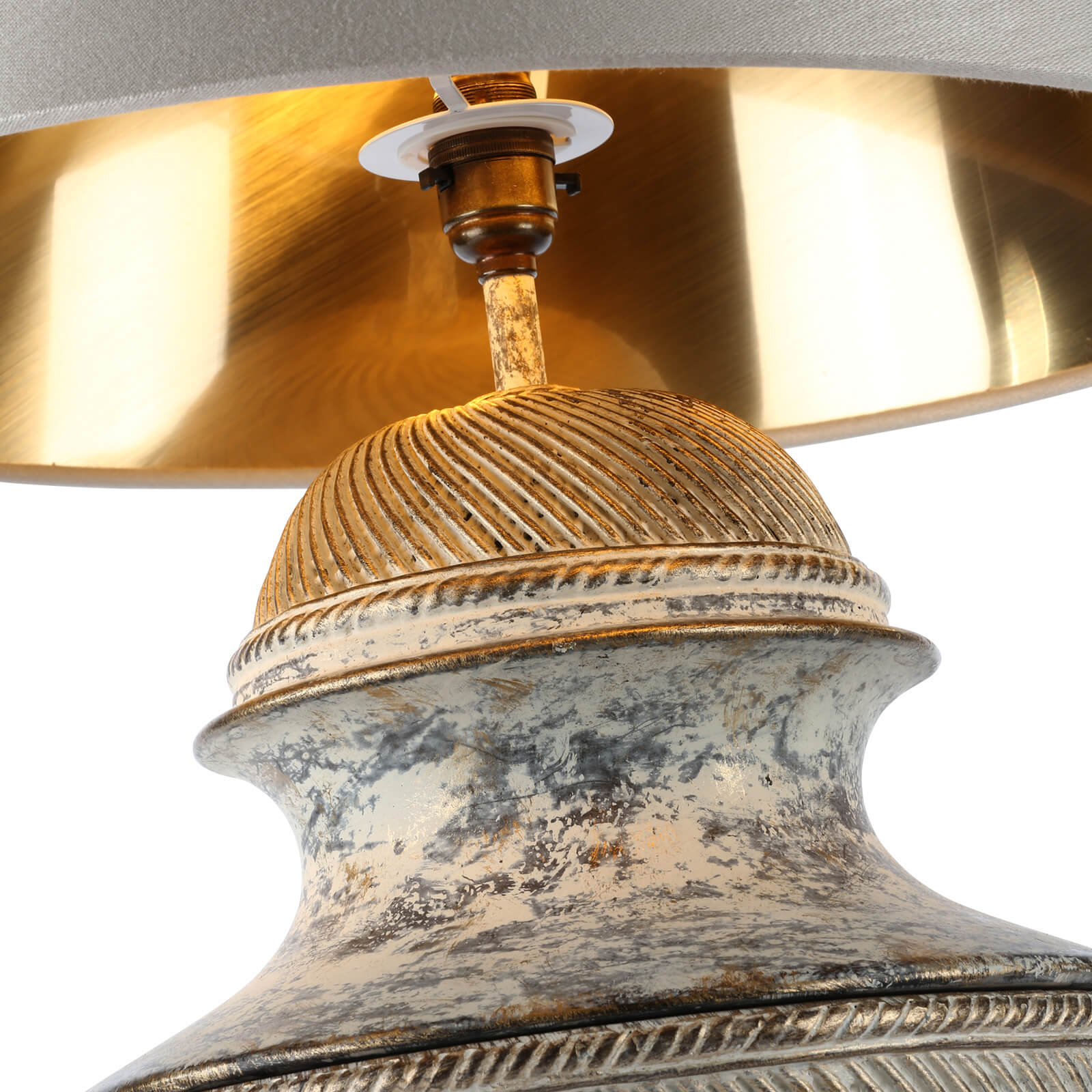 Lattice Table Lamp In Black & Gold/Cream & Gold, Base Only E27 - Image 19