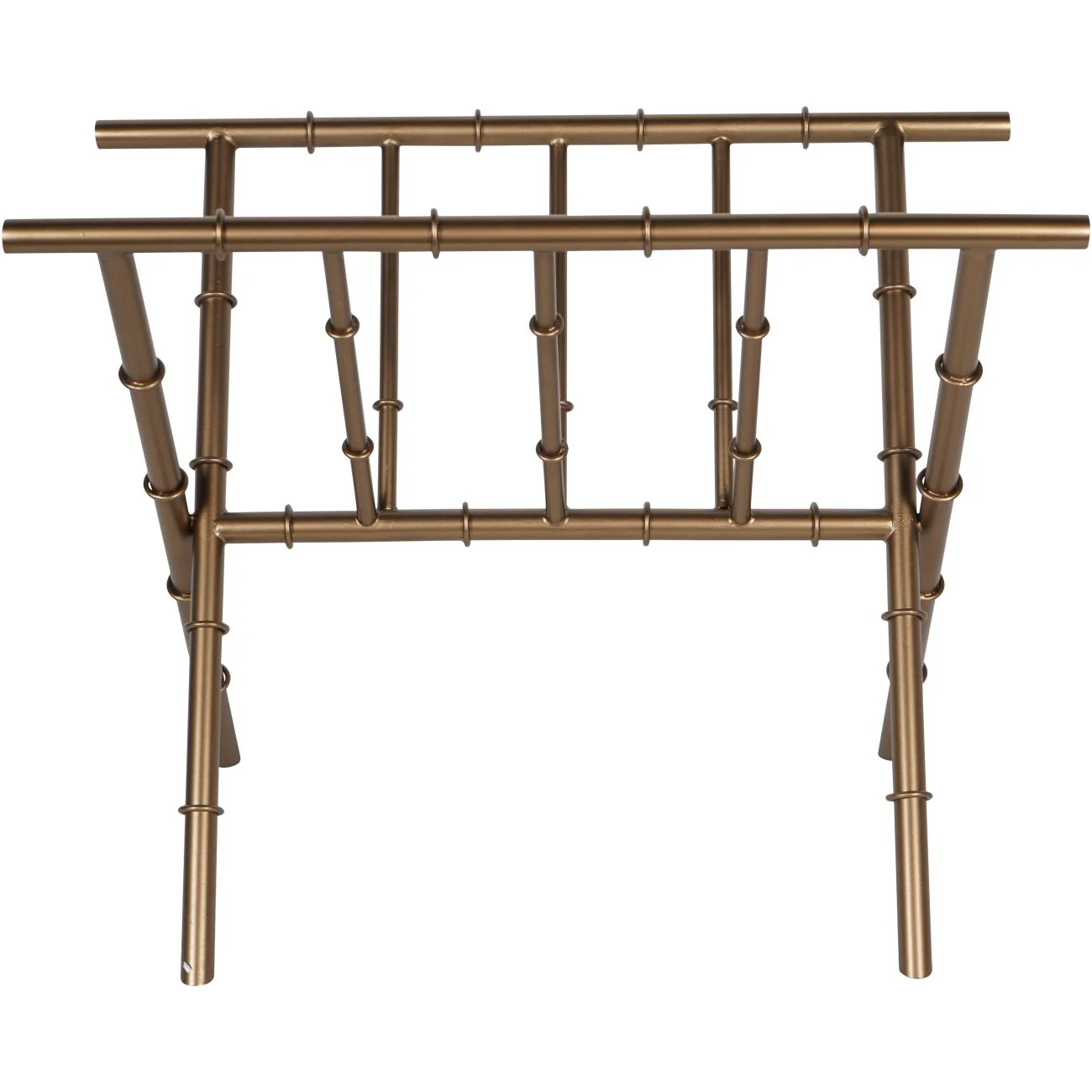 Antique Brass Bamboo Finish Magazine Rack - Image 2