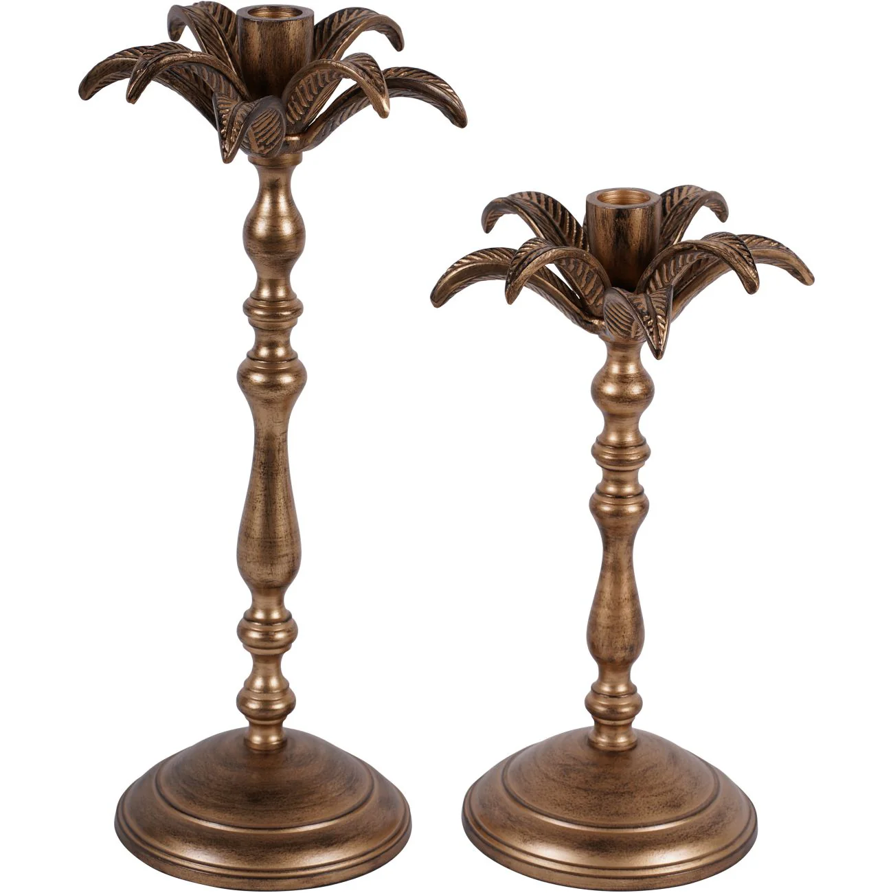 Antique Brass Palm Tree Candlestick - Large/Small - Image 14