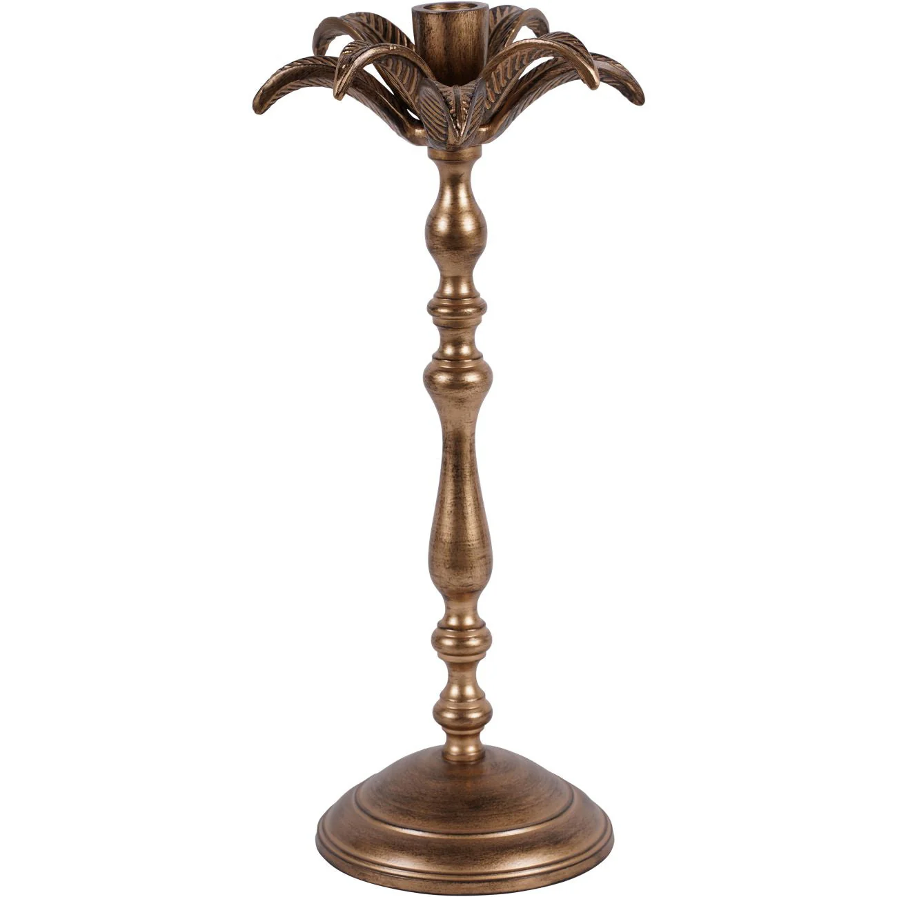 Antique Brass Palm Tree Candlestick - Large/Small - Image 2