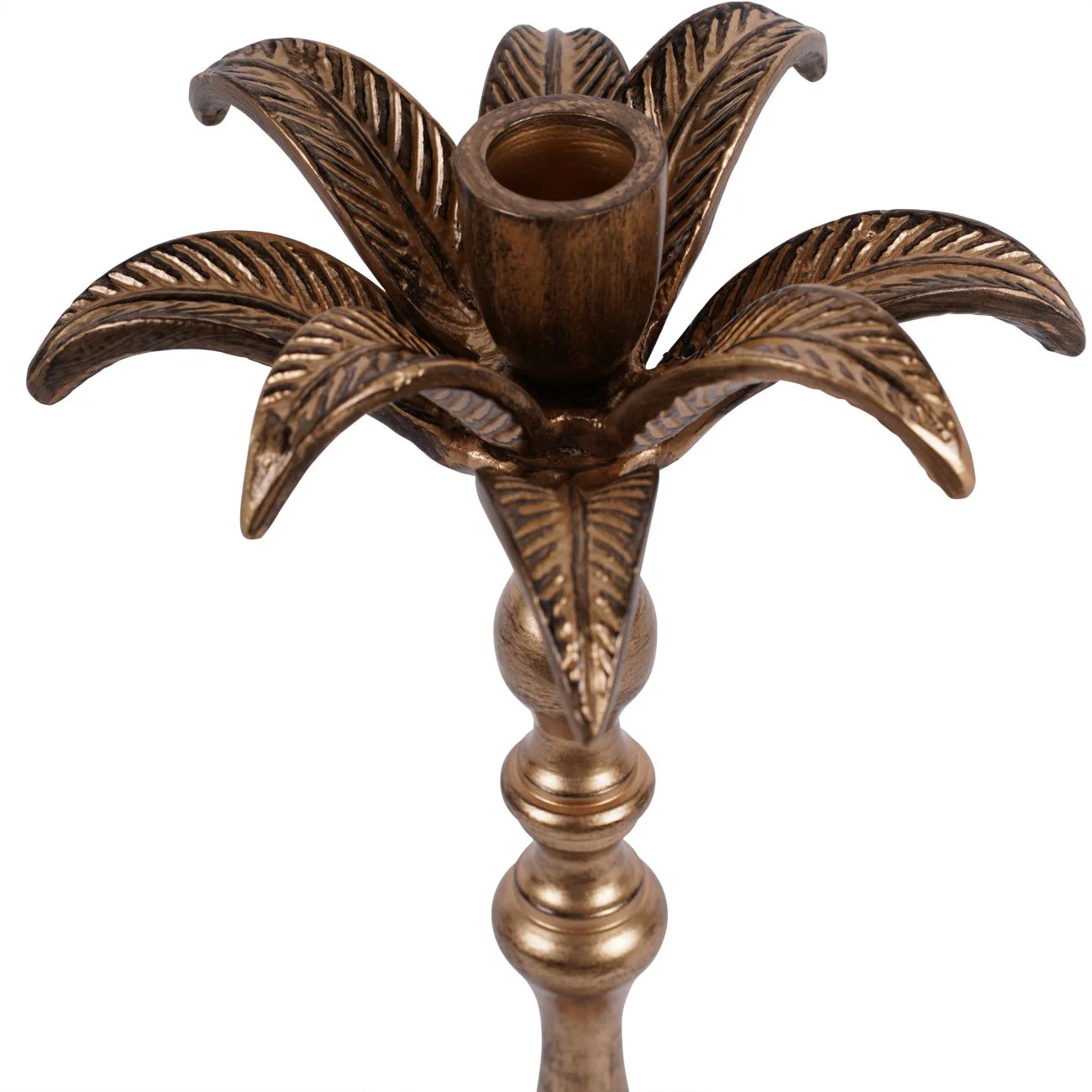 Antique Brass Palm Tree Candlestick - Large/Small - Image 3