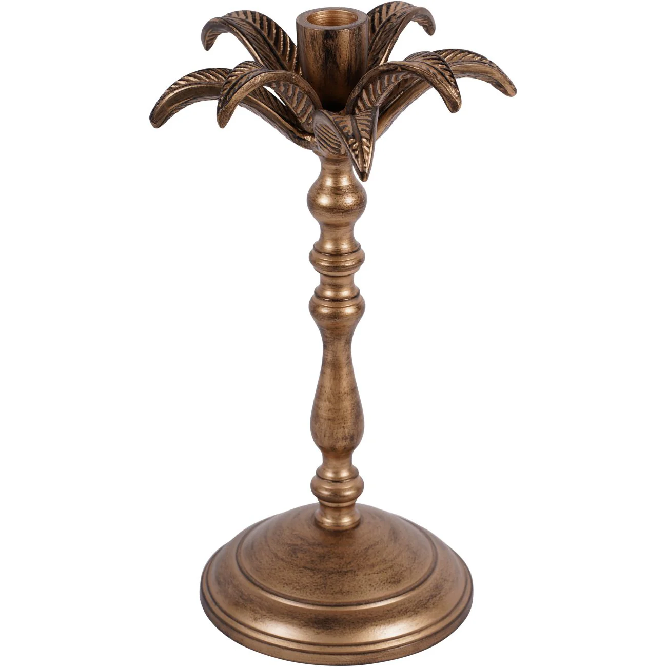 Antique Brass Palm Tree Candlestick - Large/Small - Image 7