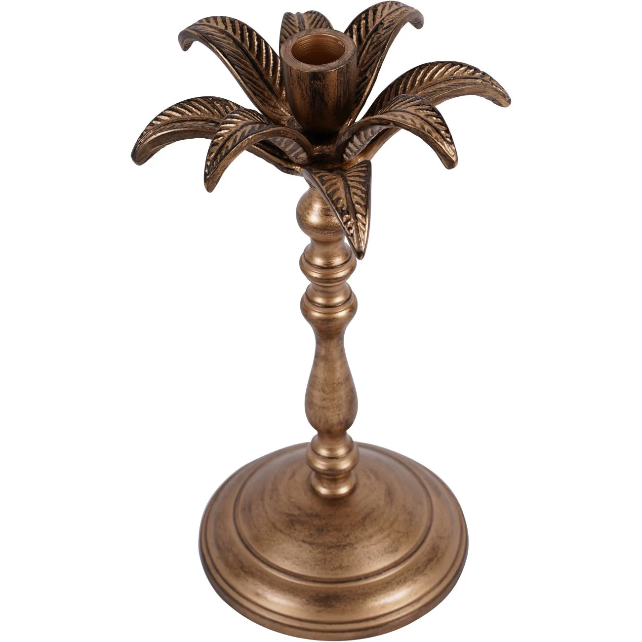 Antique Brass Palm Tree Candlestick - Large/Small - Image 8