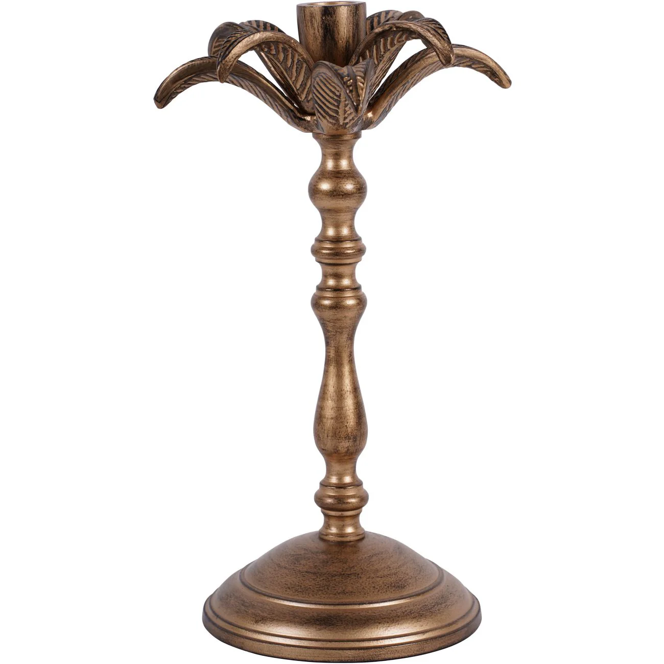 Antique Brass Palm Tree Candlestick - Large/Small - Image 9