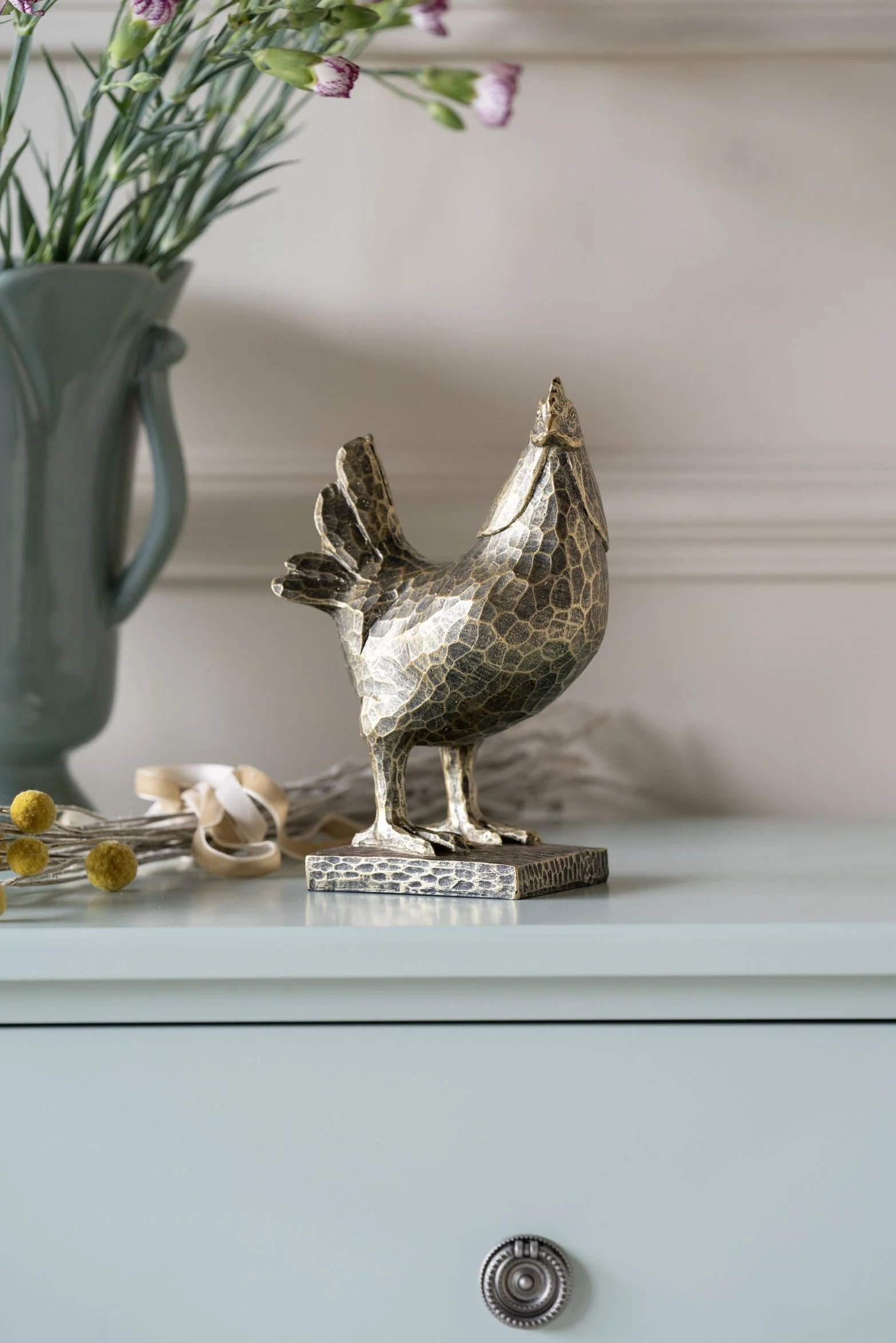 Antique Gold Hen Sculpture - Image 4