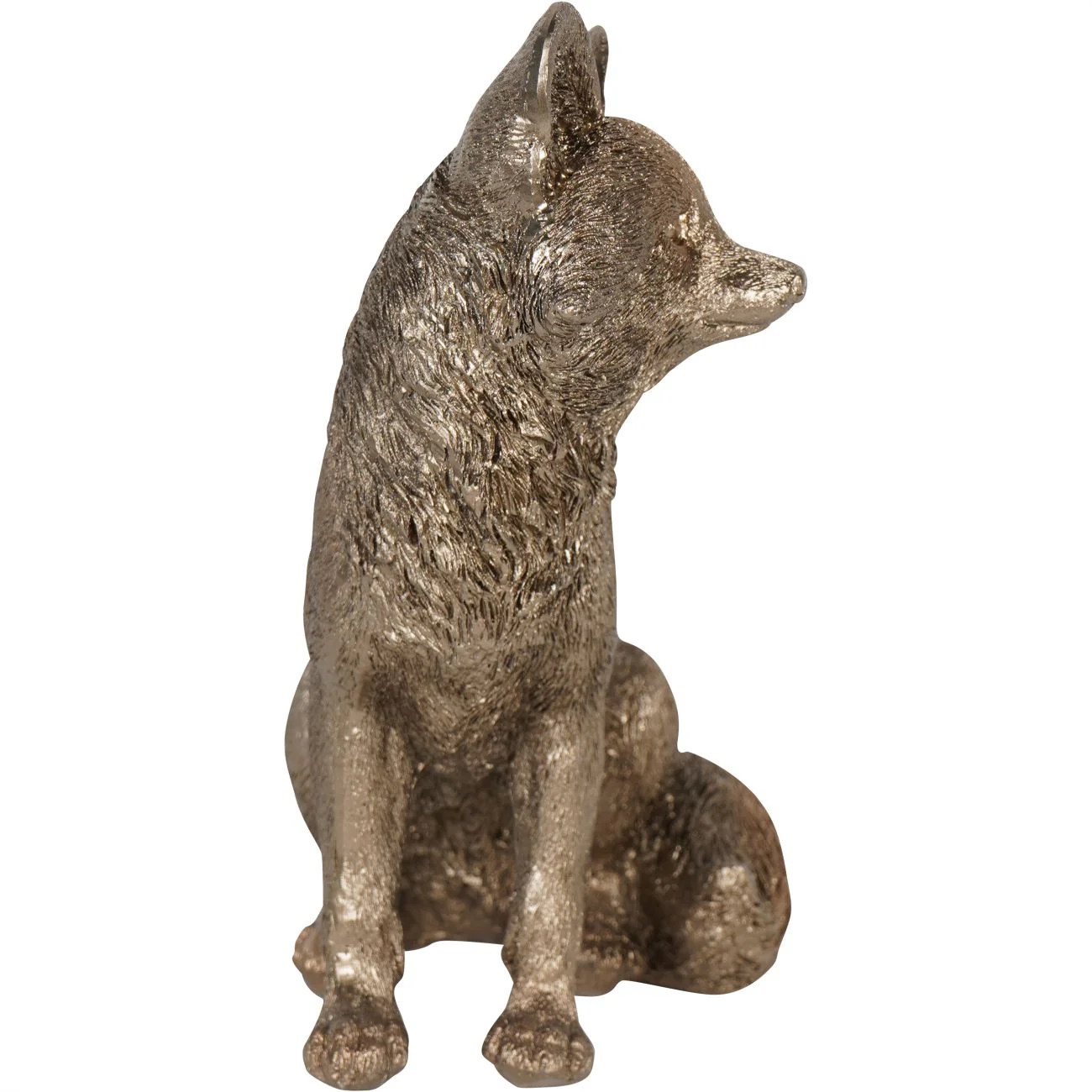 Antique Gold Sitting Fox Sculpture - Image 2