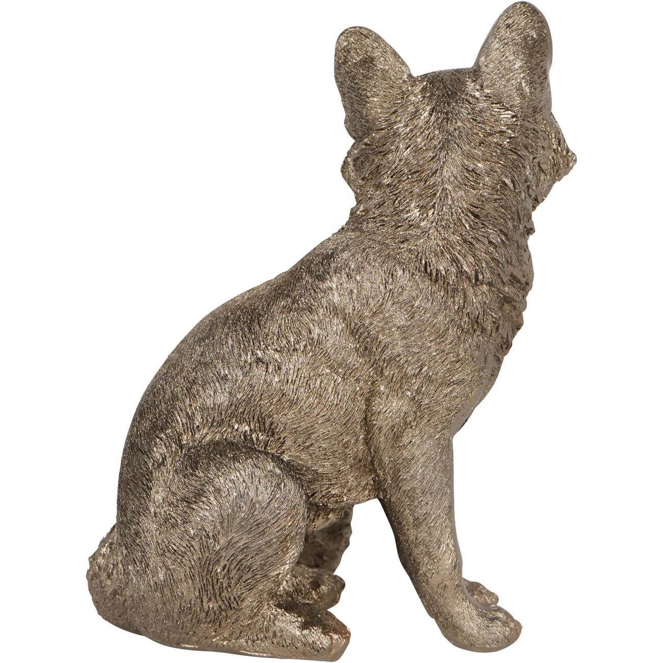 Antique Gold Sitting Fox Sculpture - Image 3