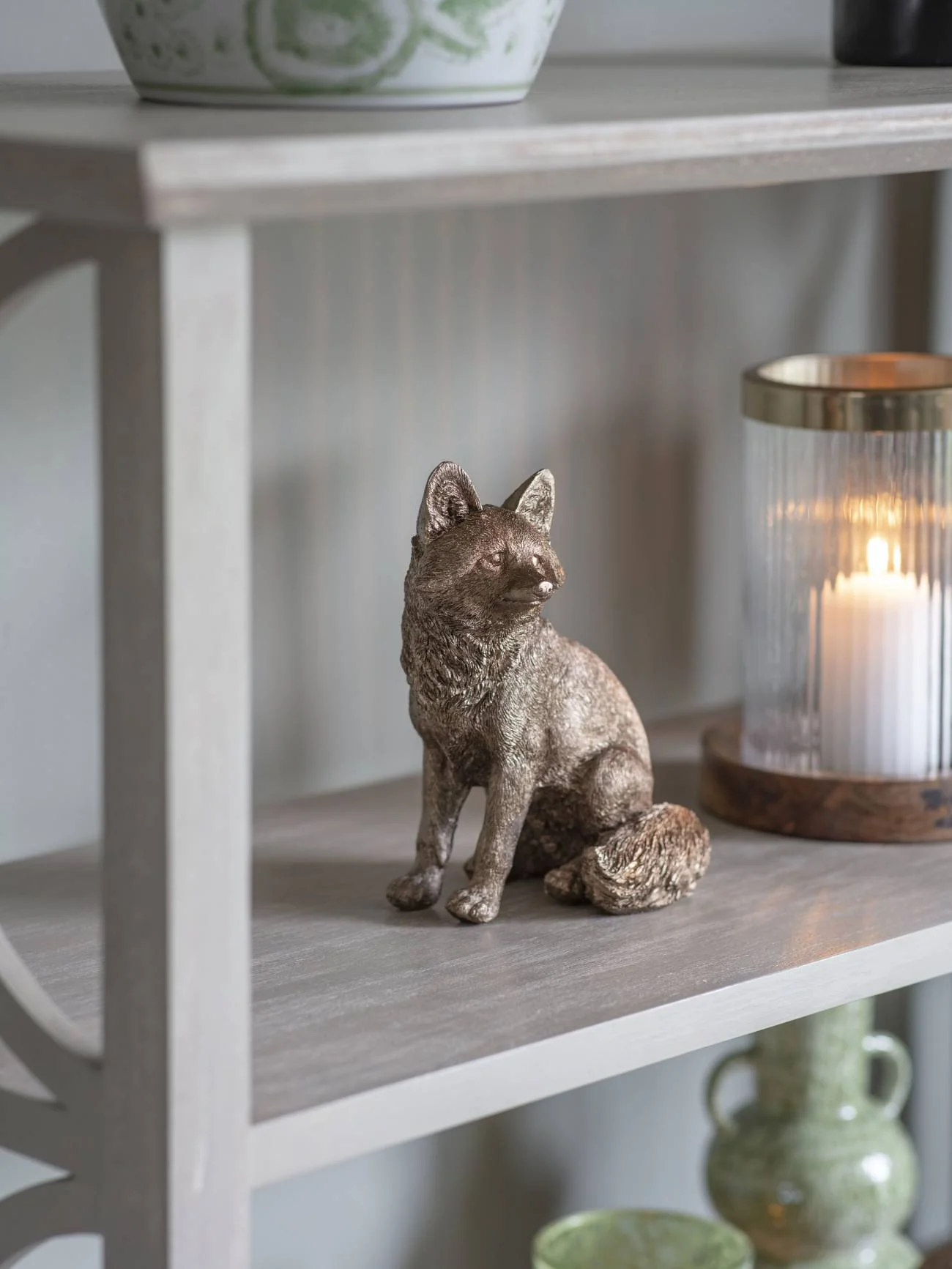 Antique Gold Sitting Fox Sculpture - Image 6